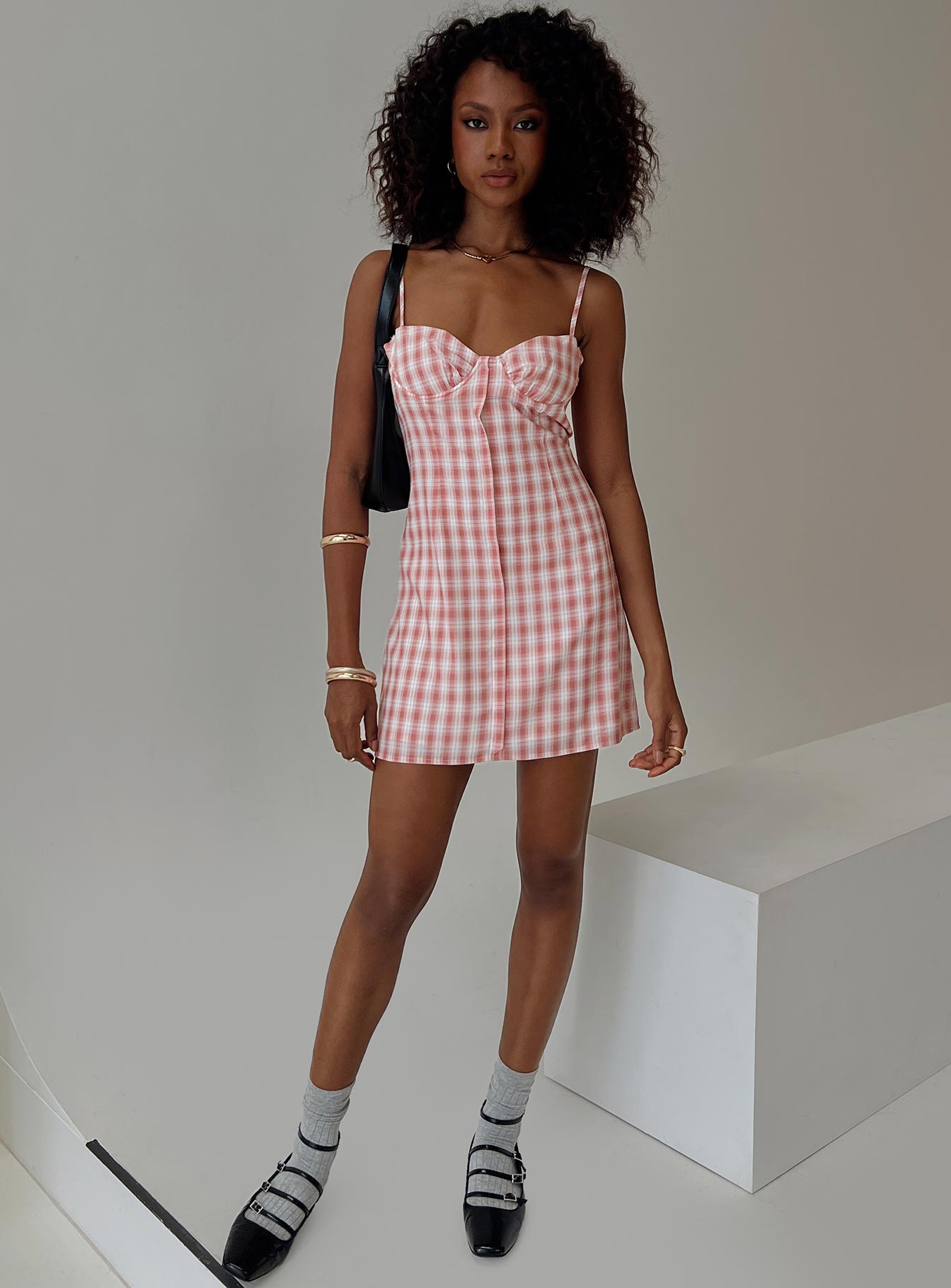 Poto Mini Dress Pink Check For Sale