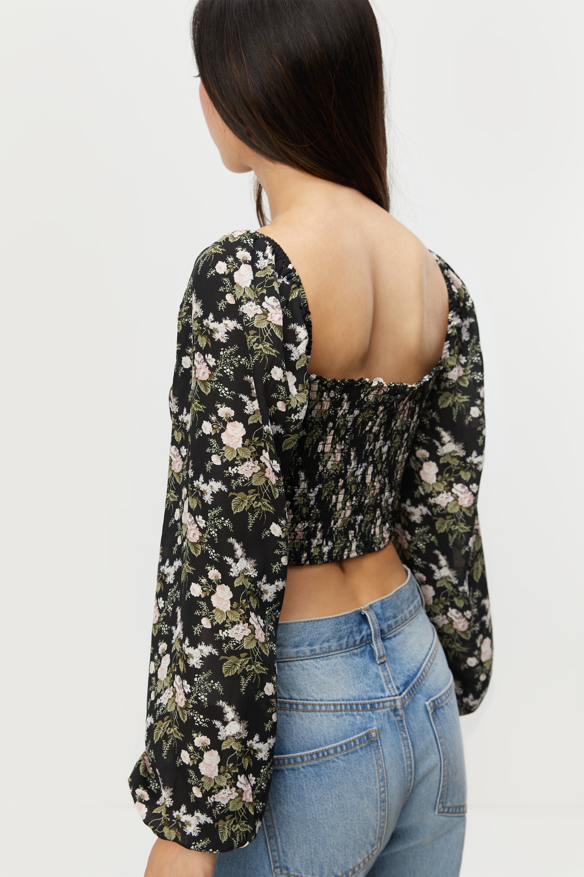 FLORAL PUFF SLEEVE TOP Outlet Reliable