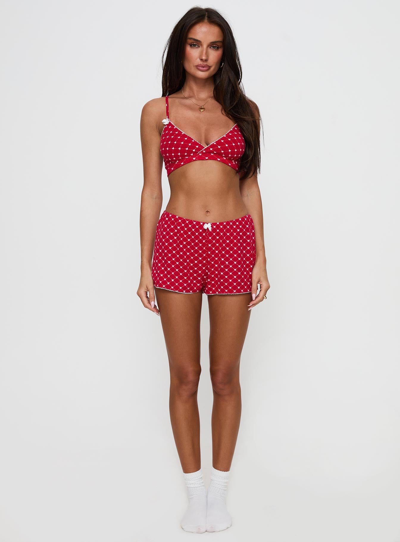 Slow Start Pointelle Sleep Short Red Sale Fast Delivery