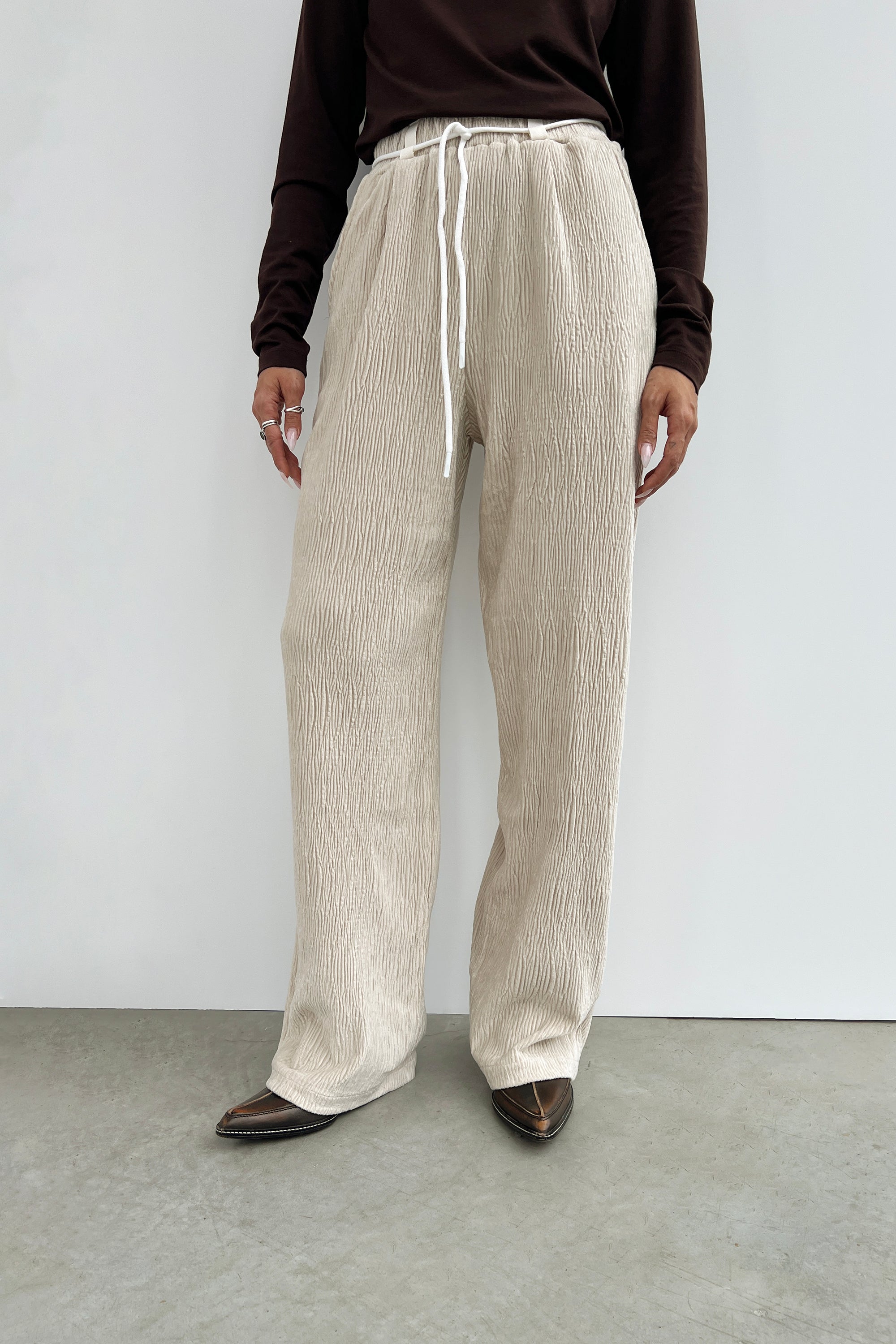 RIBBED STRAIGHT LEG PANTS Buy Cheap Affordable