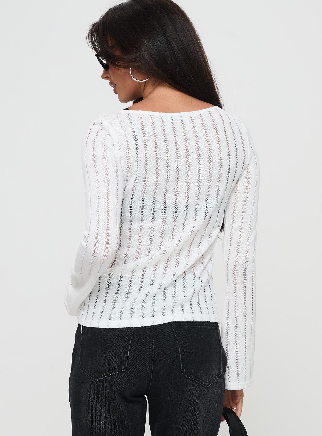 Tuppence Ribbed Long Sleeve Top White 2025 Online