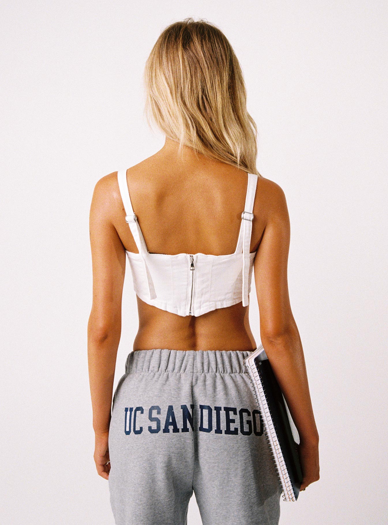 UCSD Denim Corset Top White Cheap Sale Geniue Stockist