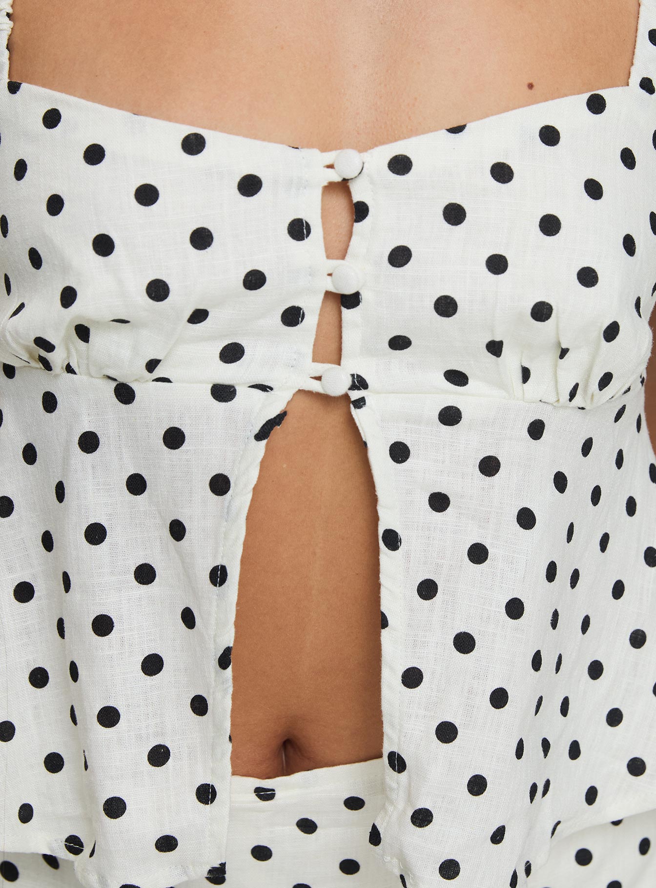 Passionfruit Linen Blend Top Cream/Black Polka Dot Outlet Recommend