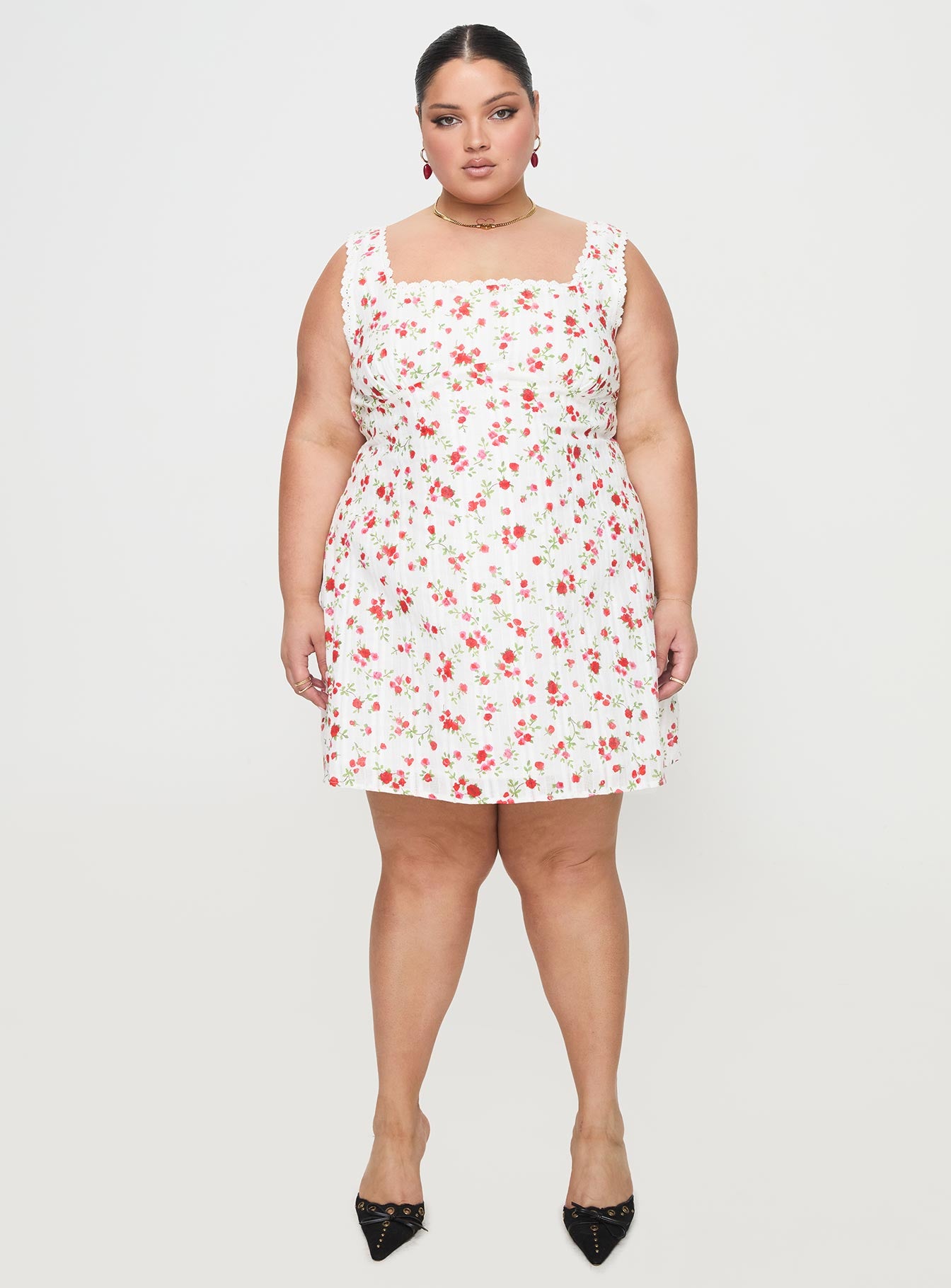 Dasha Mini Dress White Floral Curve Purchase For Sale