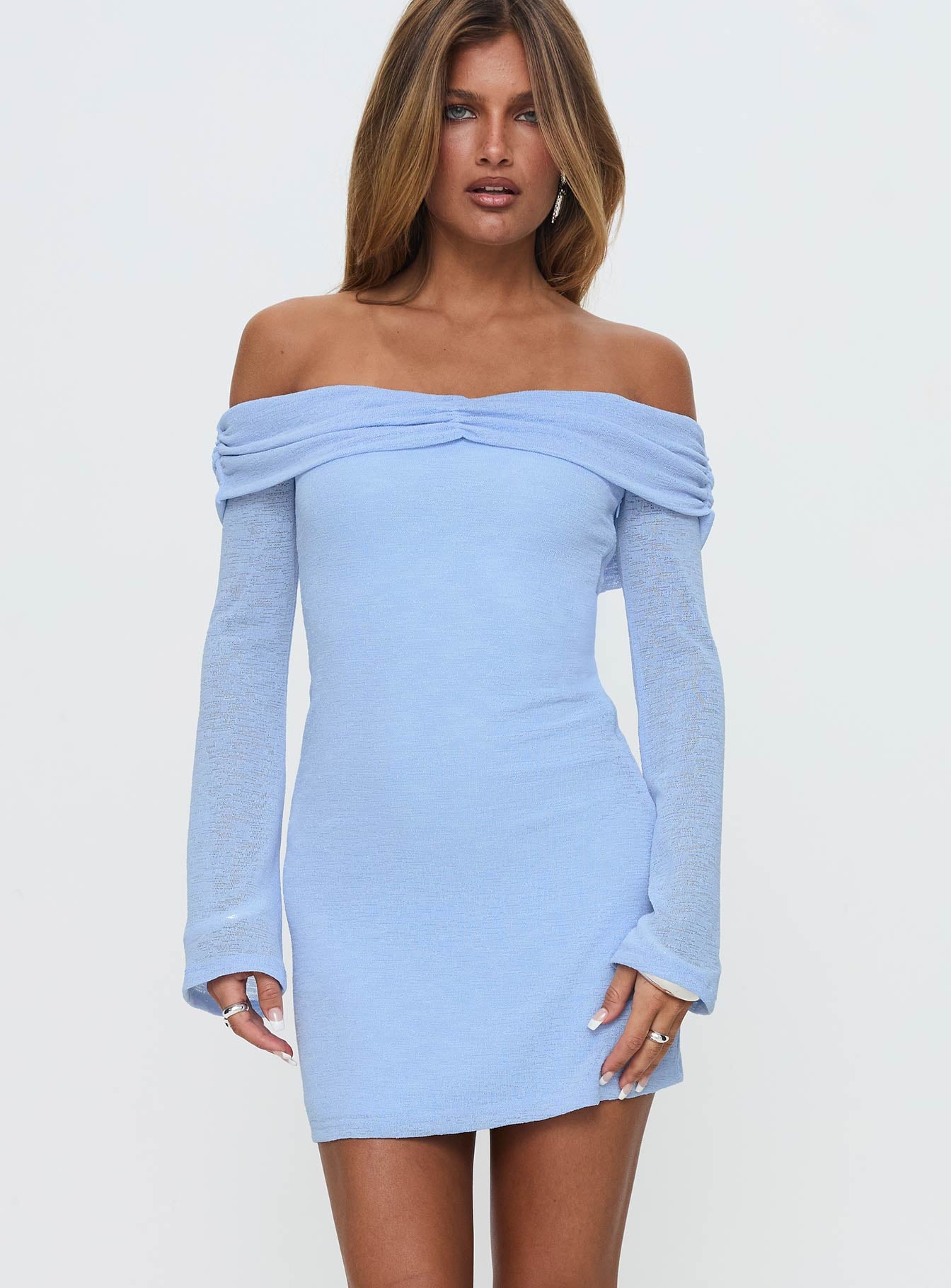 Stellaire Long Sleeve Mini Dress Blue Free Shipping Cost