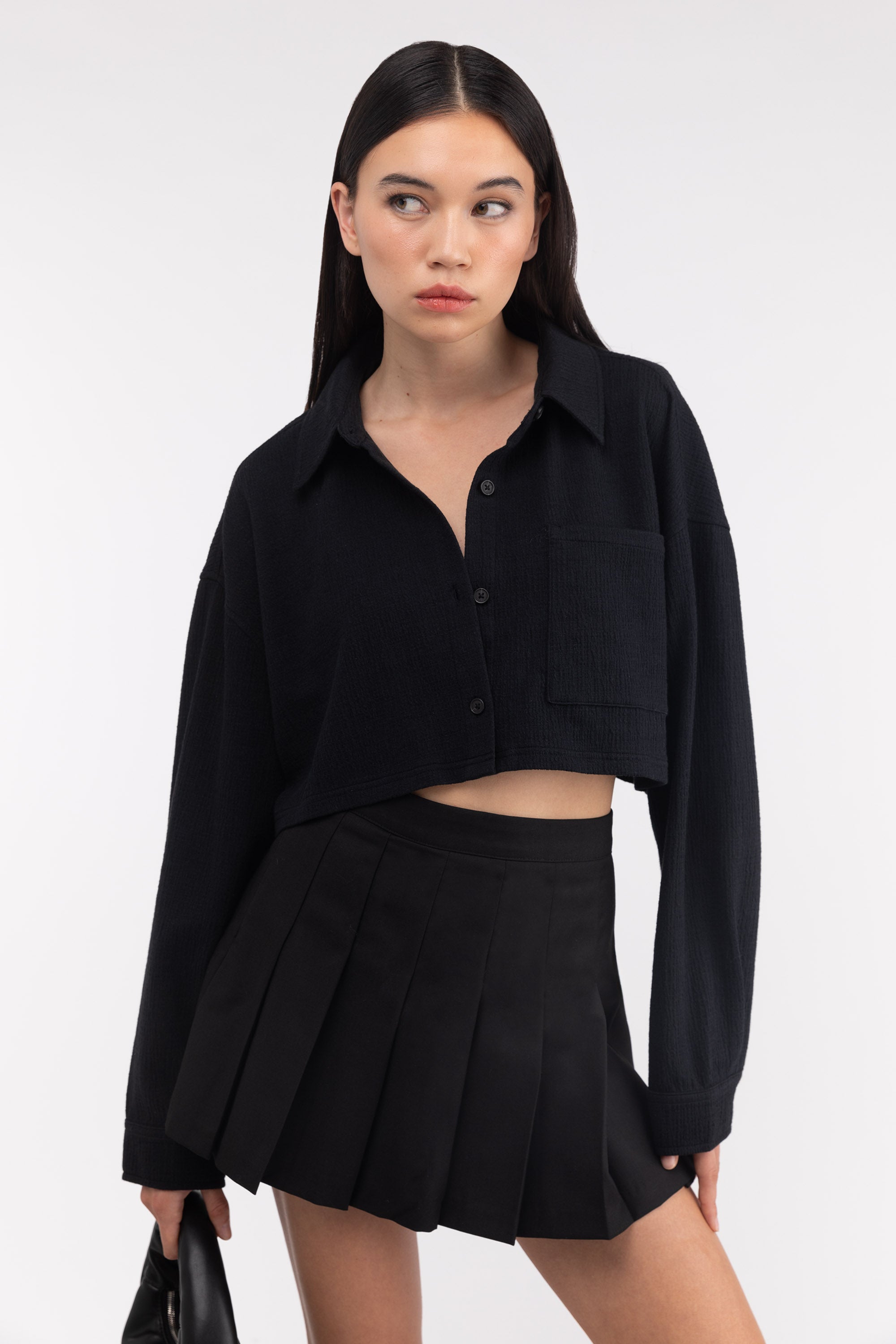 CROPPED OVERSIZED KNIT SHIRT Clearance Pictures