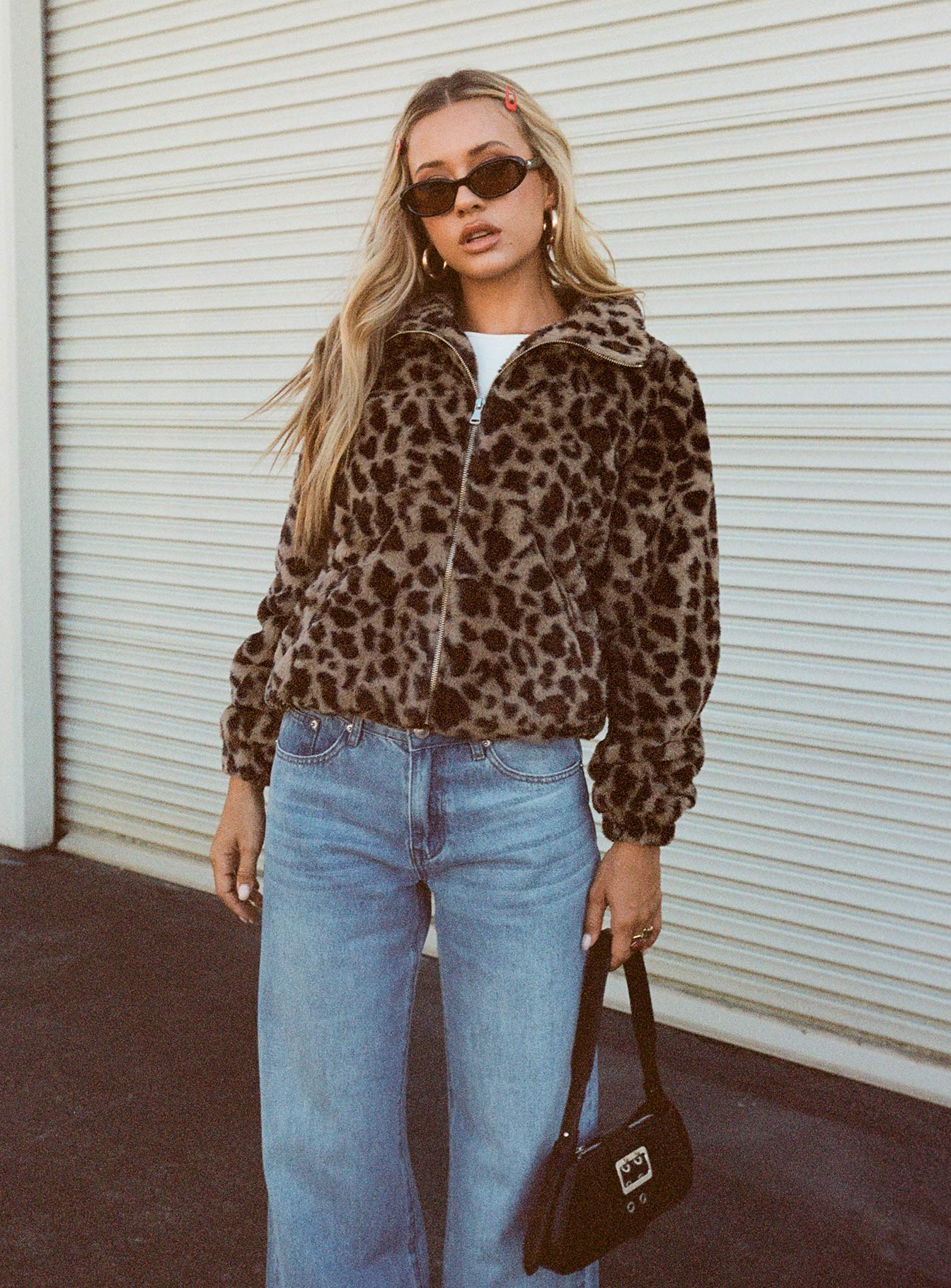 Caine Faux Fur Jacket Leopard Discounts Sale Online