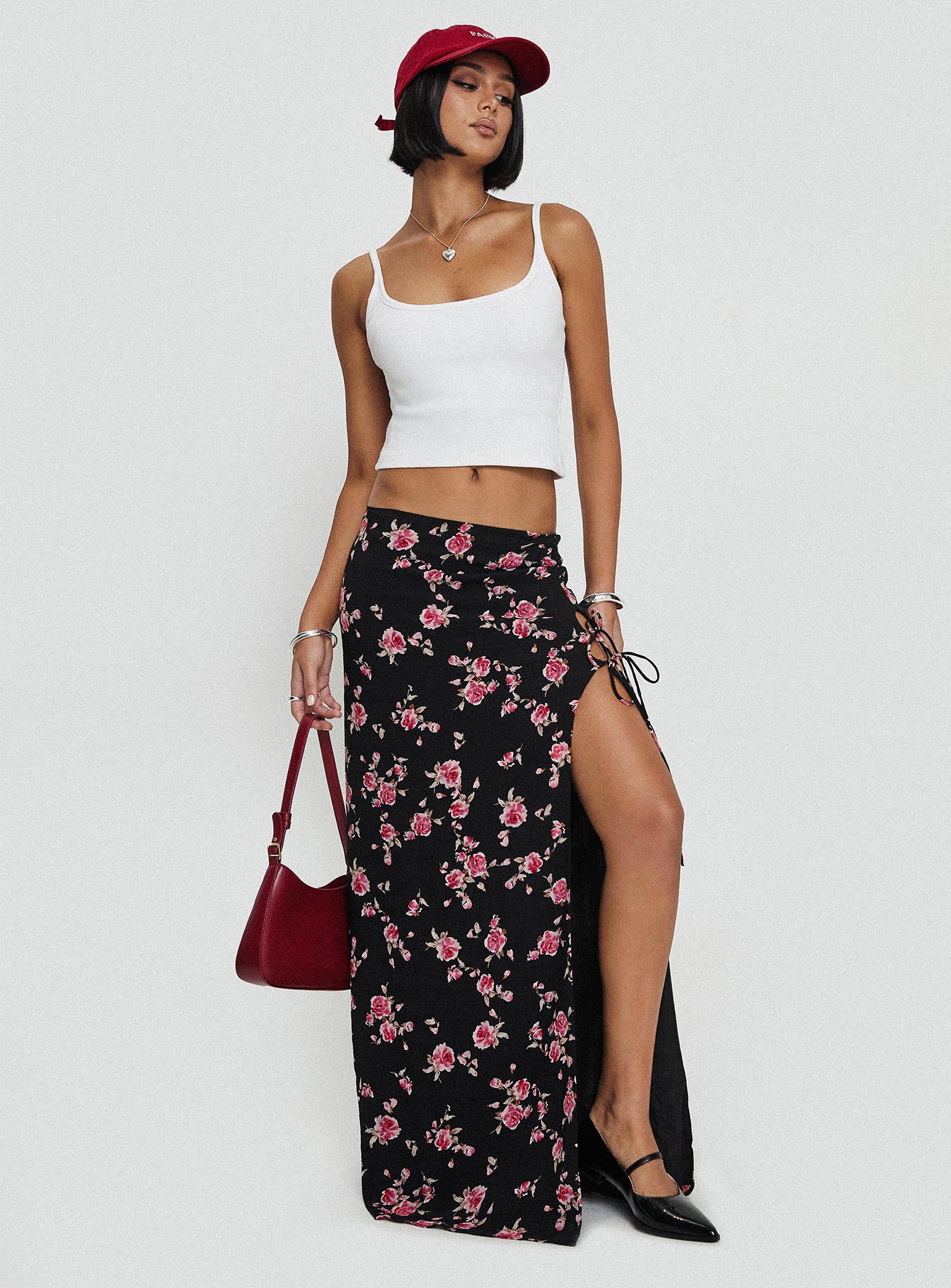 Rhomana Maxi Skirt Black Floral Free Shipping Looking For