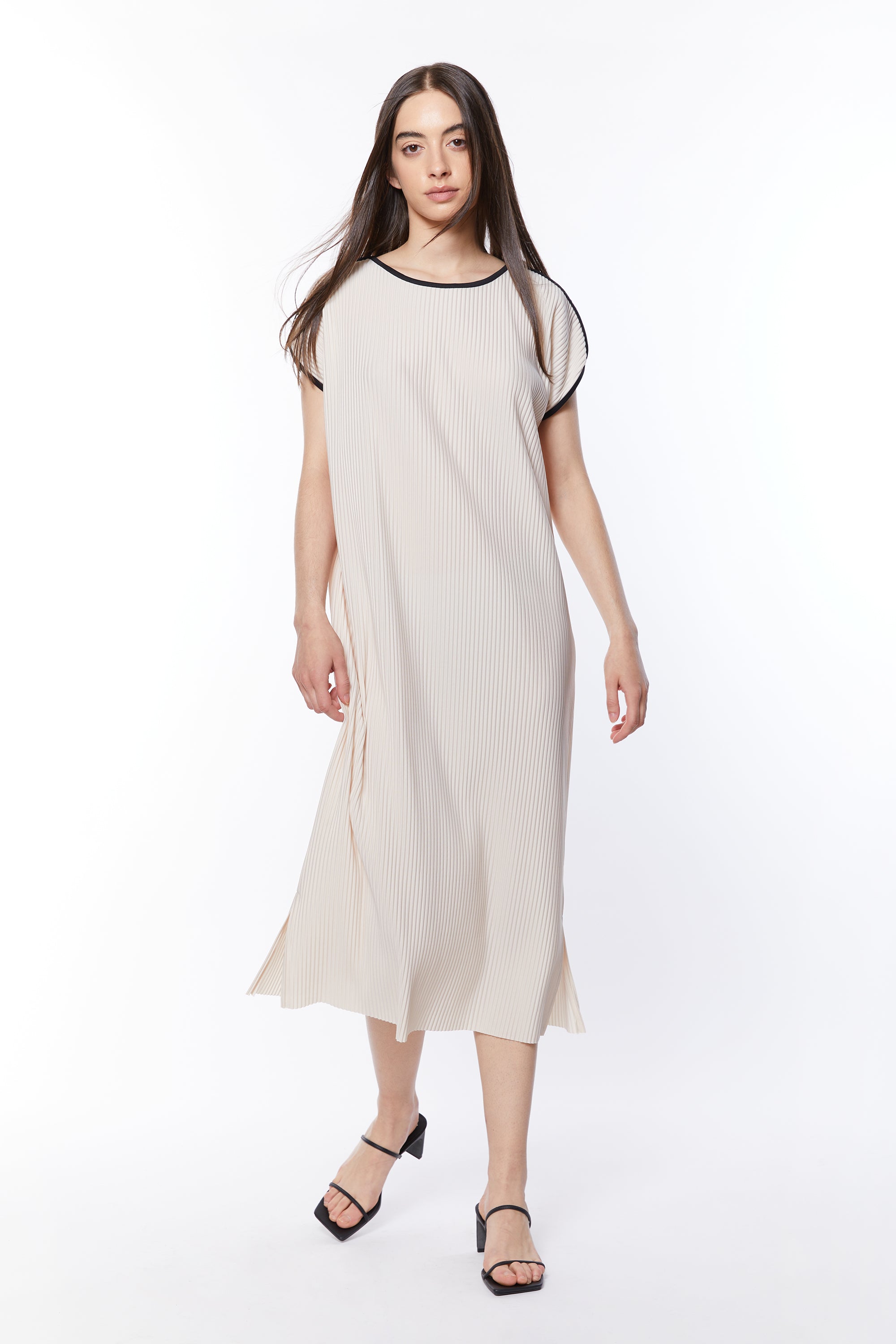 RIBBED CONTRAST TRIM DRESS Shop Offer Online