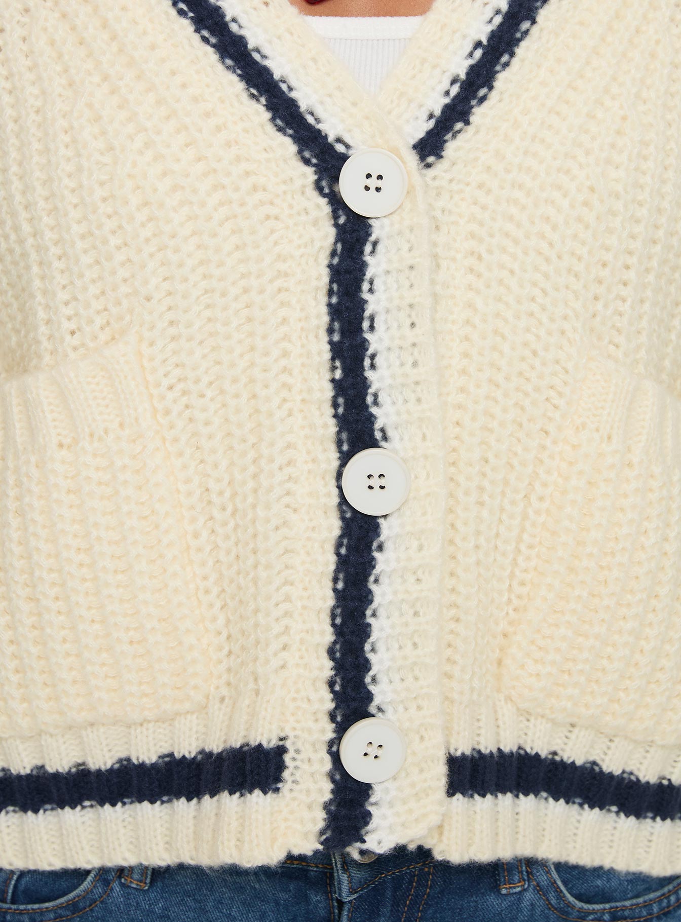 Tavian Knit Cardigan Navy / Cream Outlet Locations