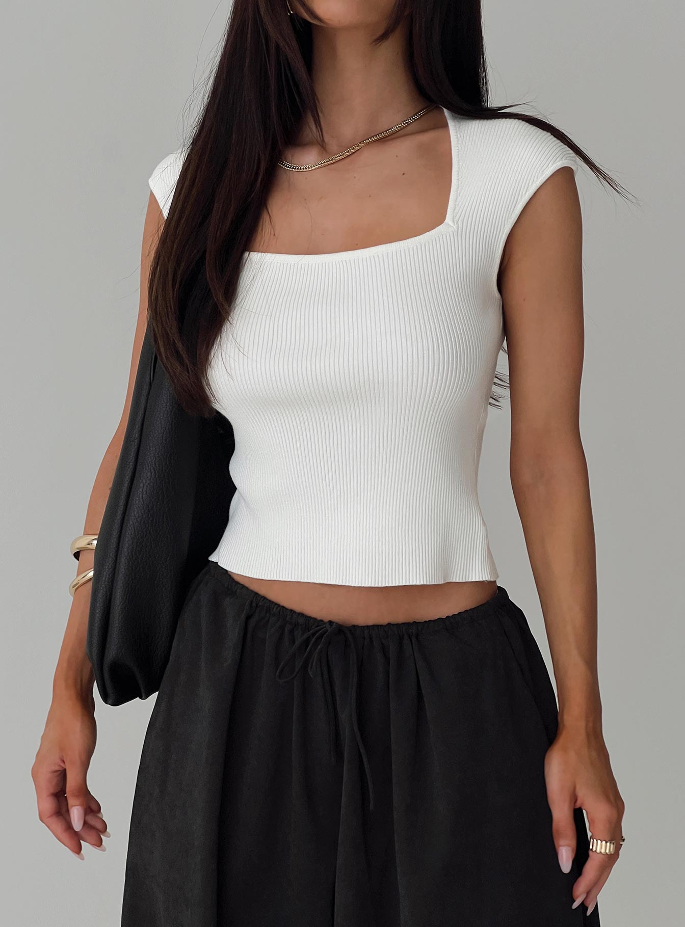 Merris Knit Top White Discount Classic