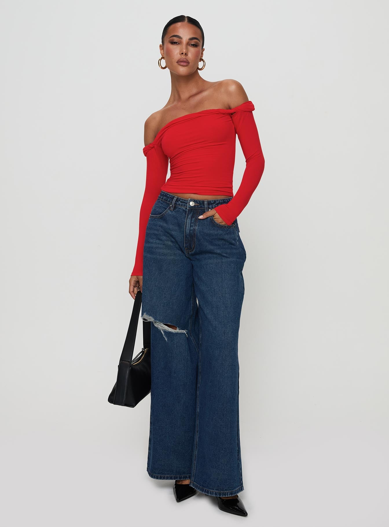 Dusky Long Sleeve Top Red Free Shipping Official