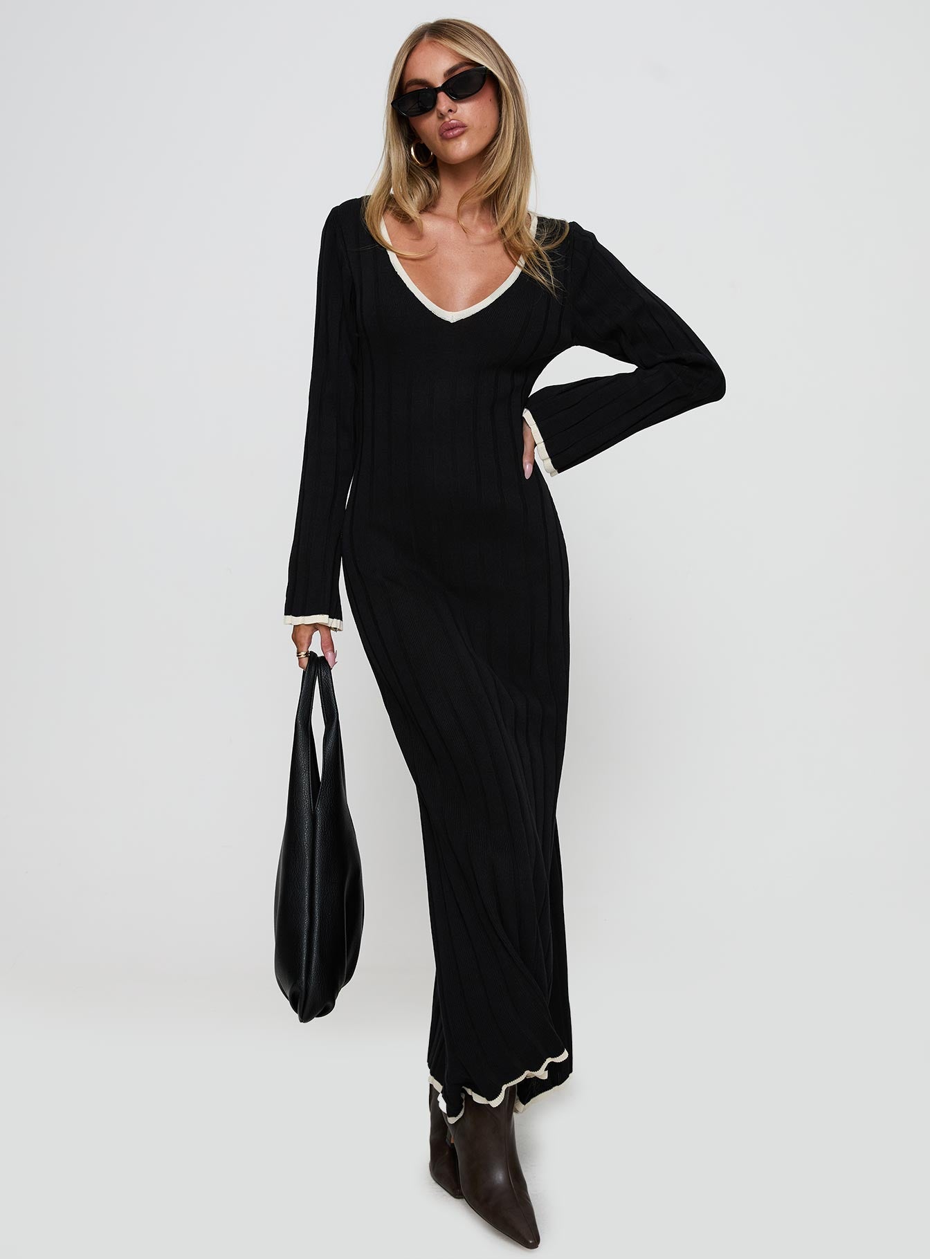 Claira Long Sleeve Maxi Dress Black Cheap Sale Genuine