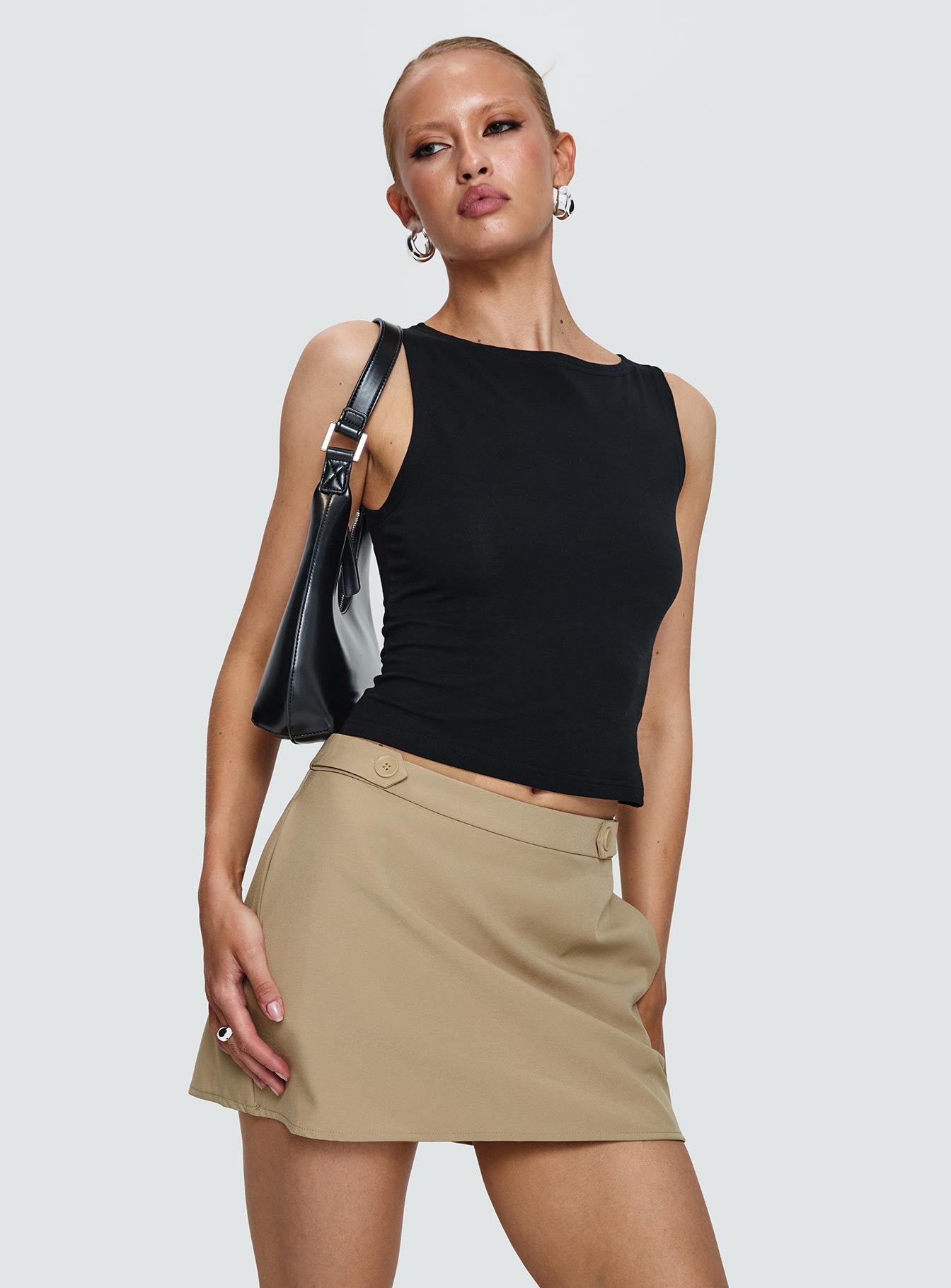 Hosier Twill Mini Skirt Taupe 100% Authentic Sale Online