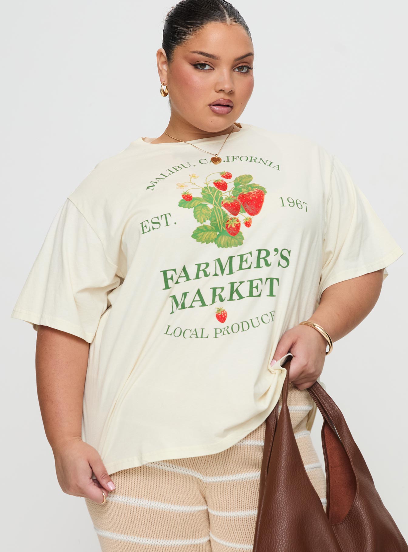 Local Produce Tee Cream Curve Cheap Sale With Mastercard