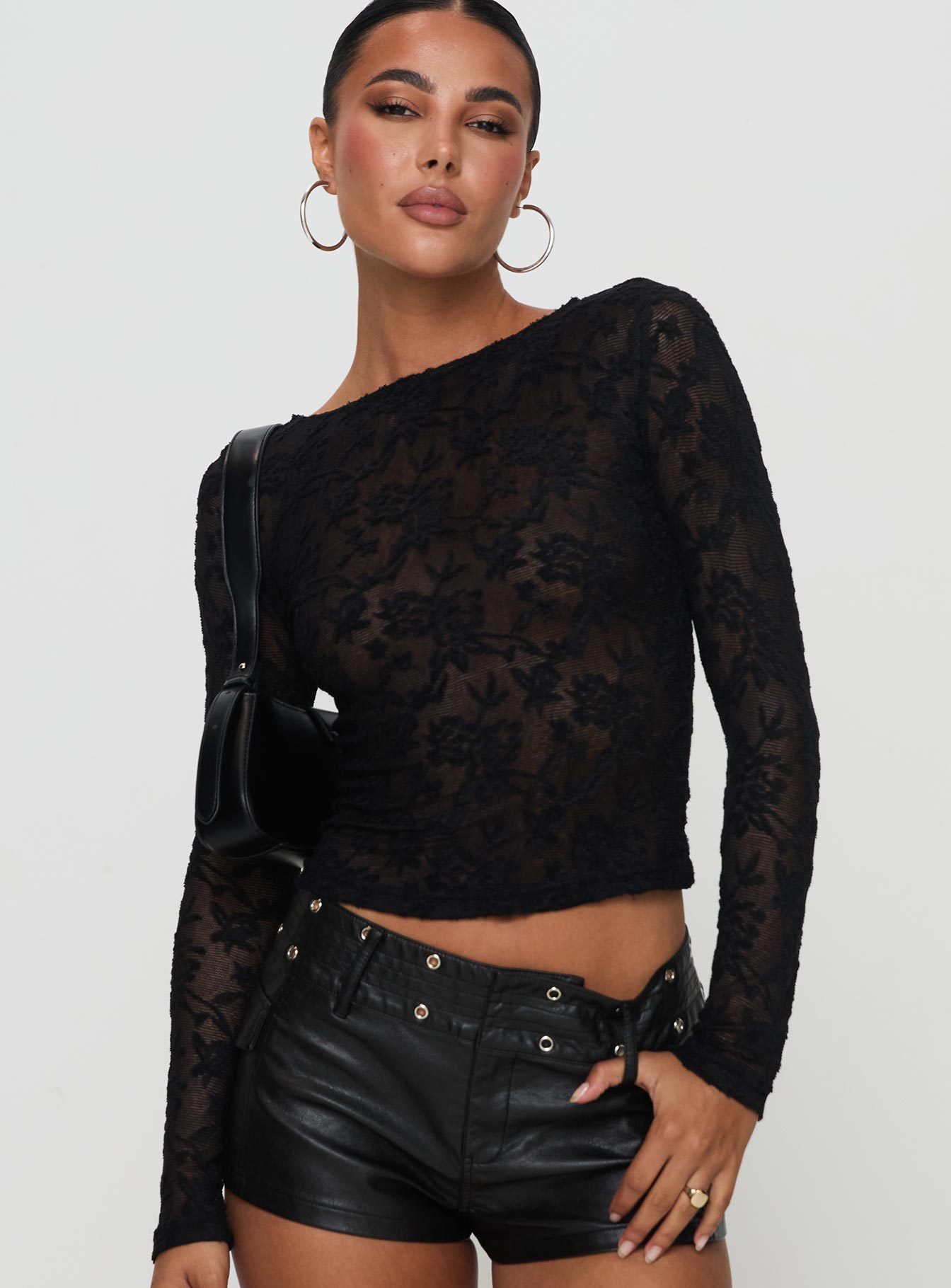 Martine Sheer Top Black Discount Fashion Style