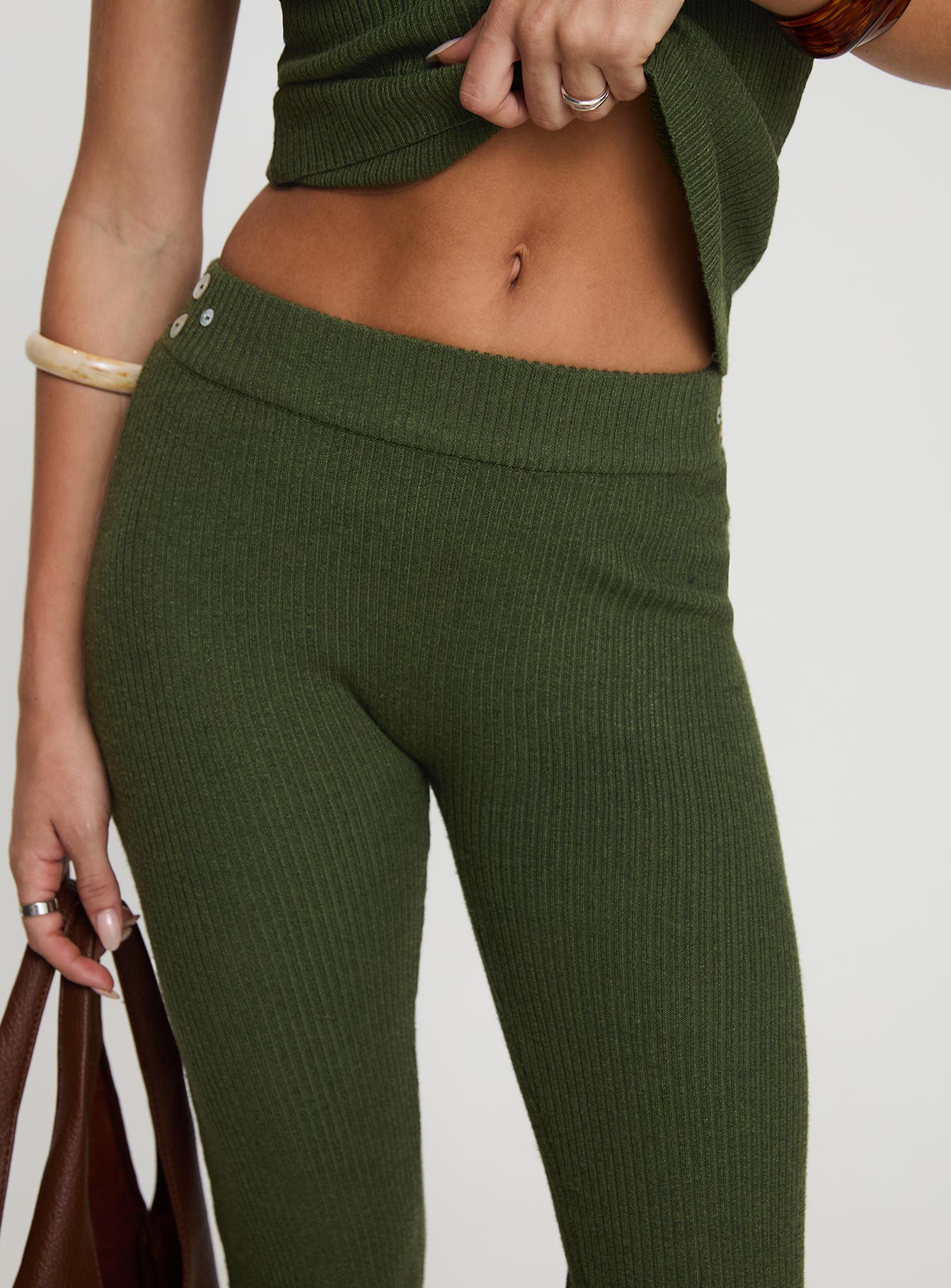 Daylight Savings Shell Detail Knit Set Olive Buy Cheap Clearance