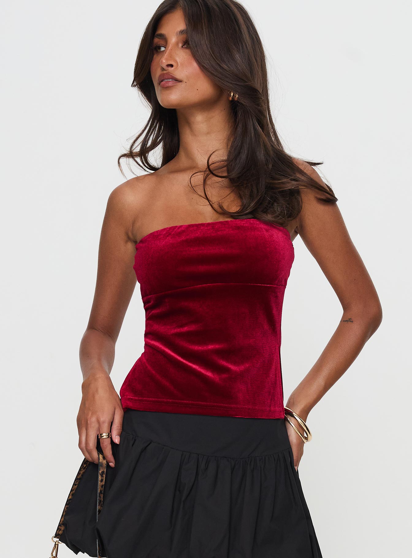 Janece Strapless Velvet Top Red Cheap For Cheap