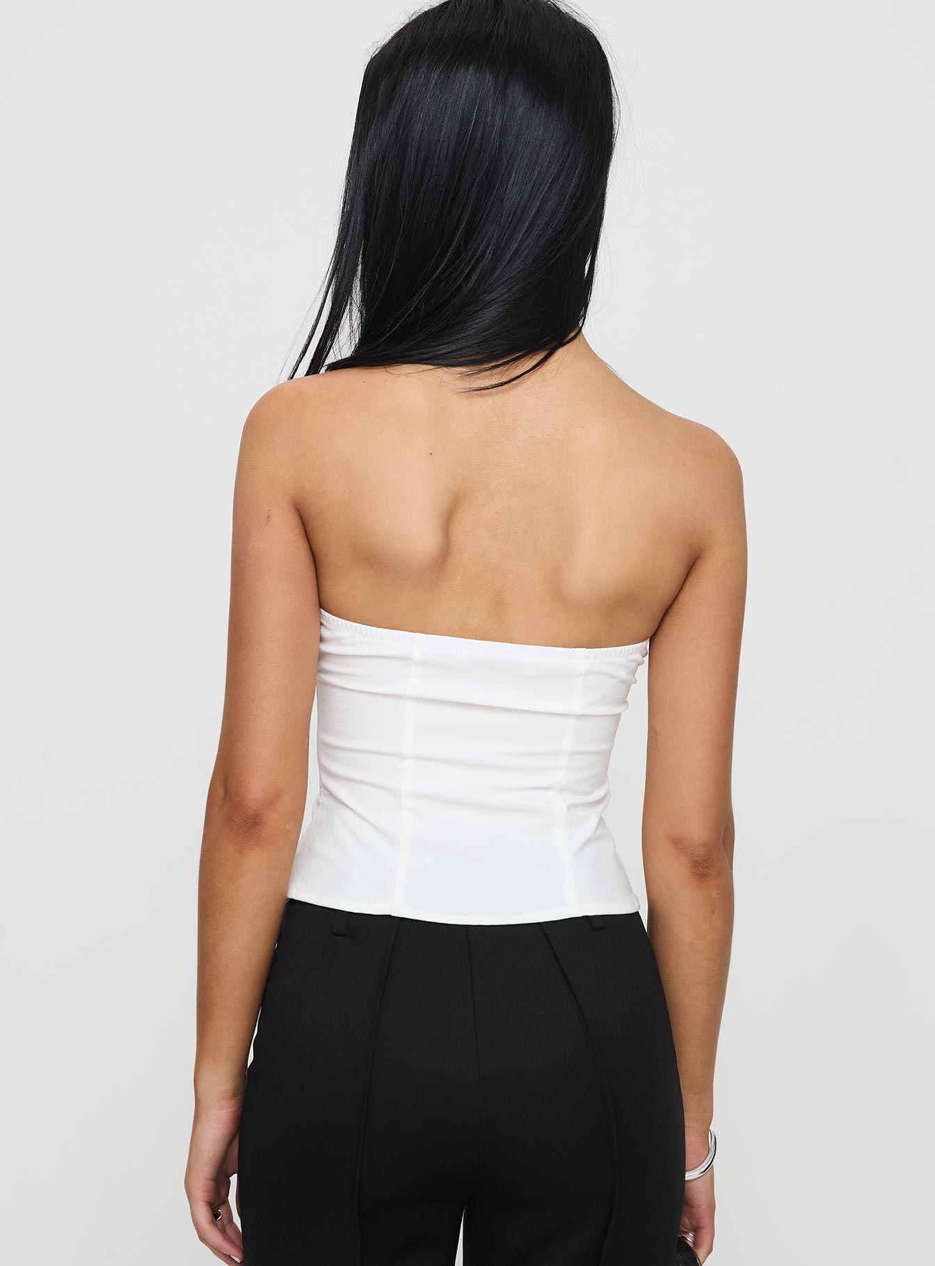 Flounce Strapless Top White Cheap Extremely