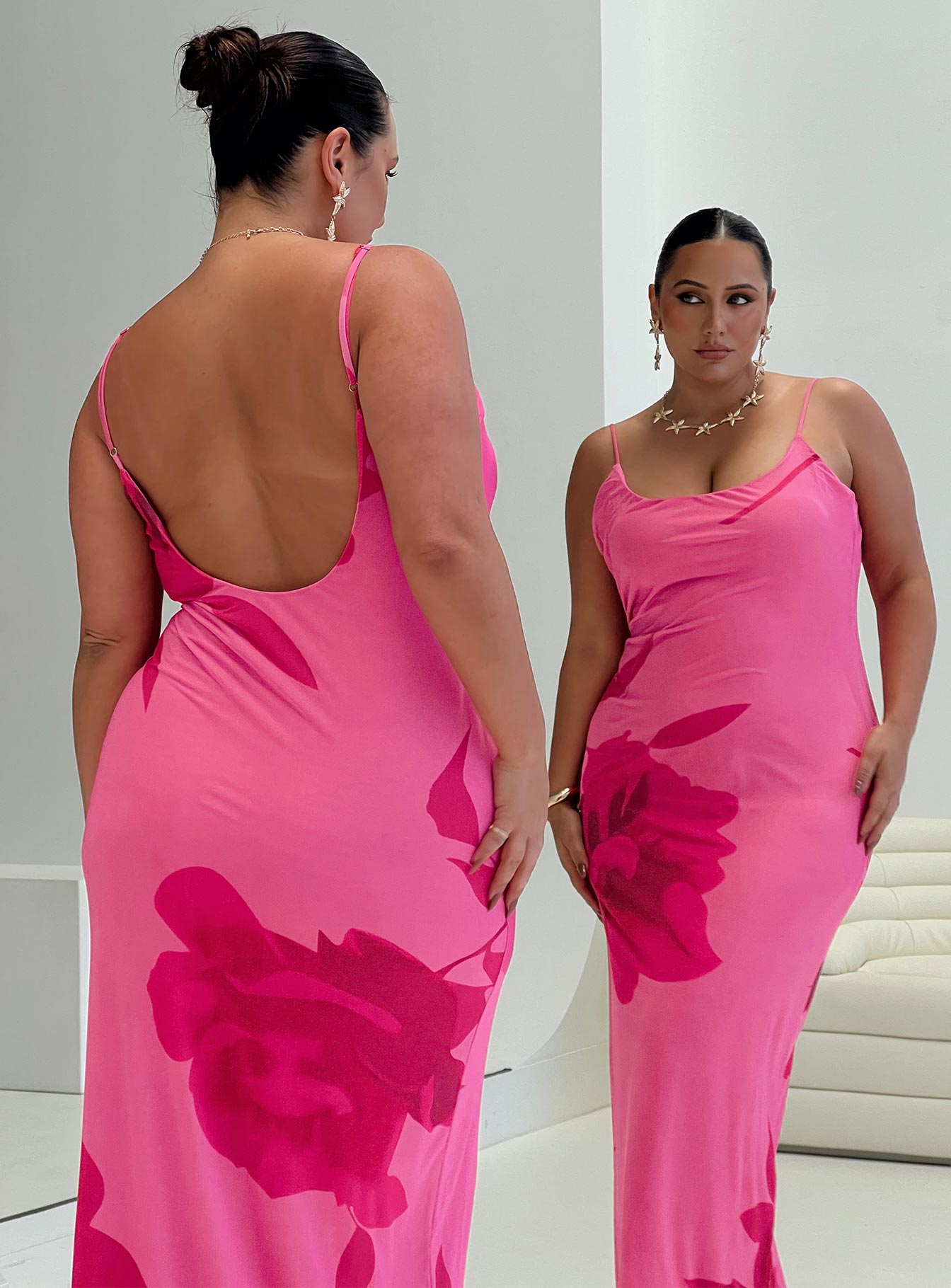 Knox Maxi Dress Hot Pink Floral Curve Discount With Mastercard