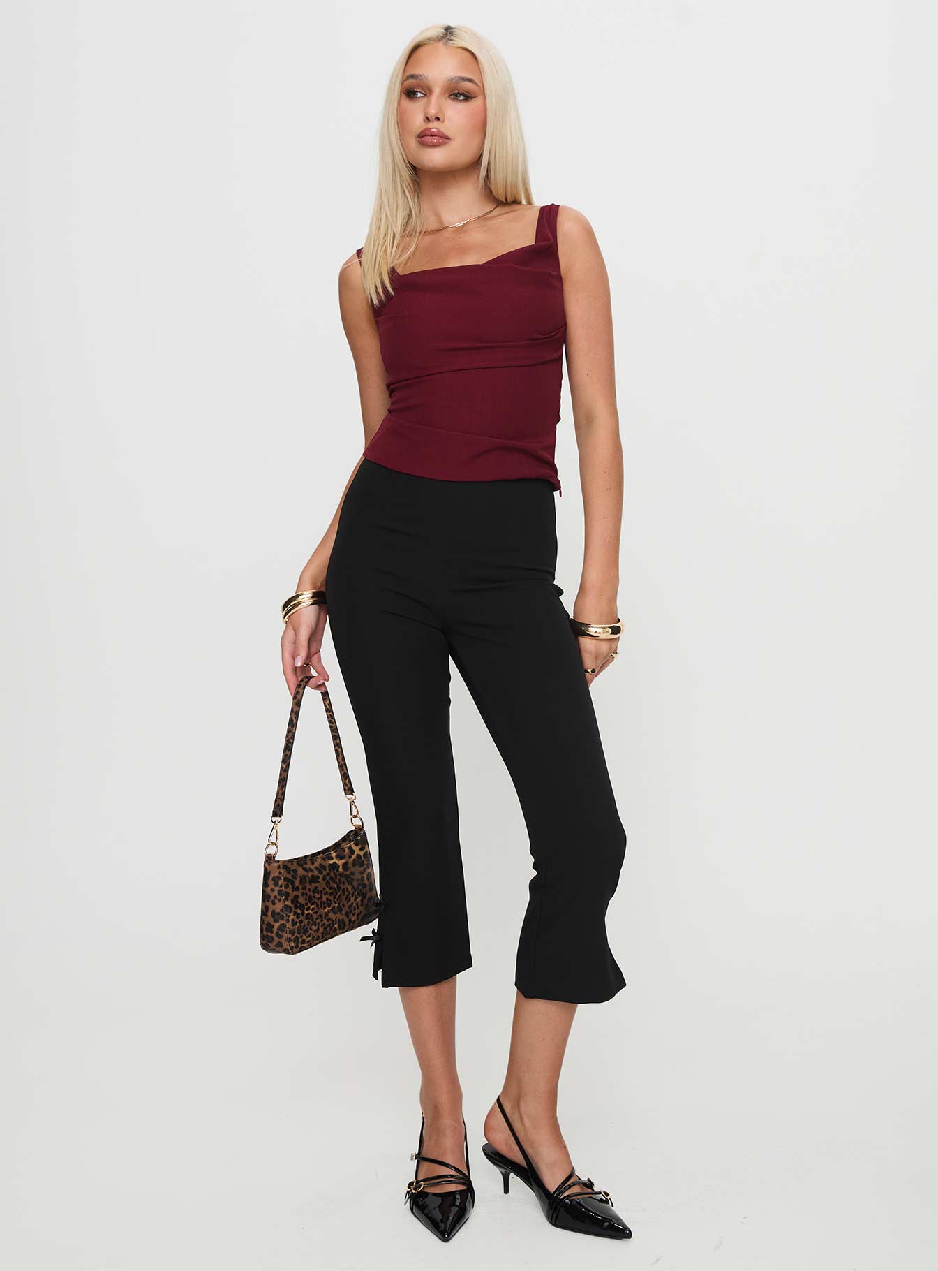 Lallina Top Burgundy Low Pice Sale Online