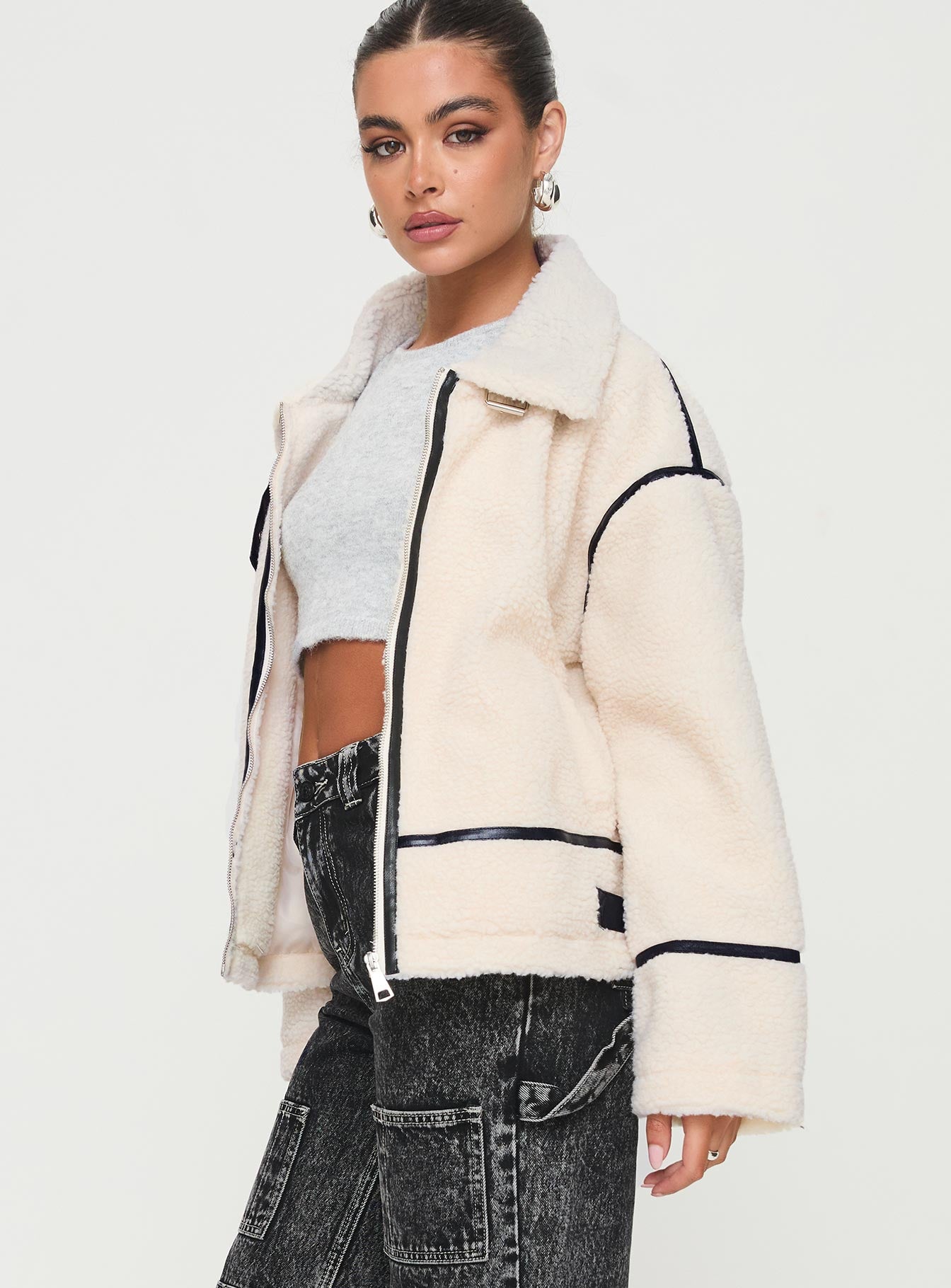 Lumanara Shearling Jacket Cream Clearance Tumblr