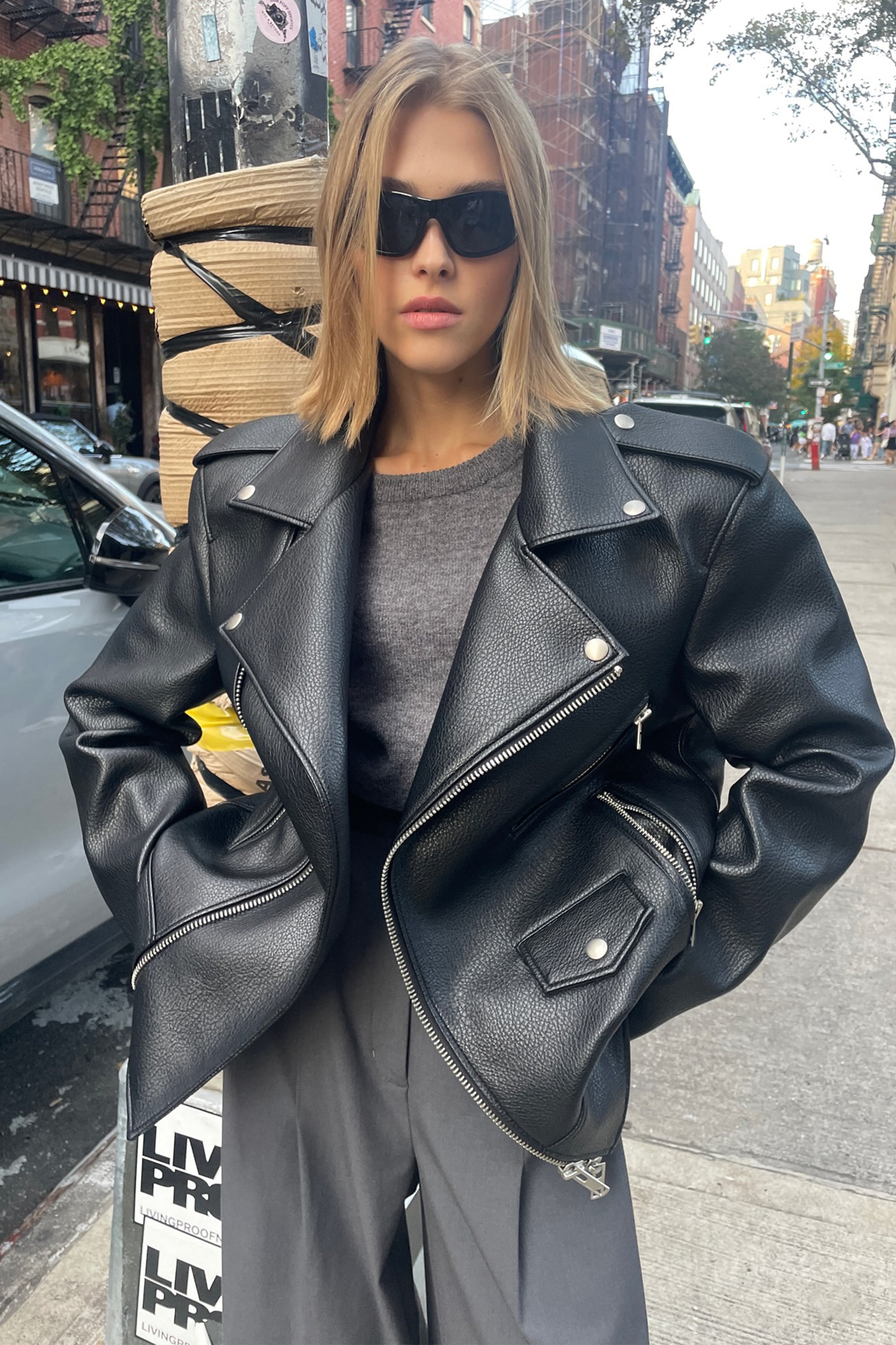 OVERSIZED VEGAN LEATHER BIKER JACKET Cheap Sale 2025 Unisex