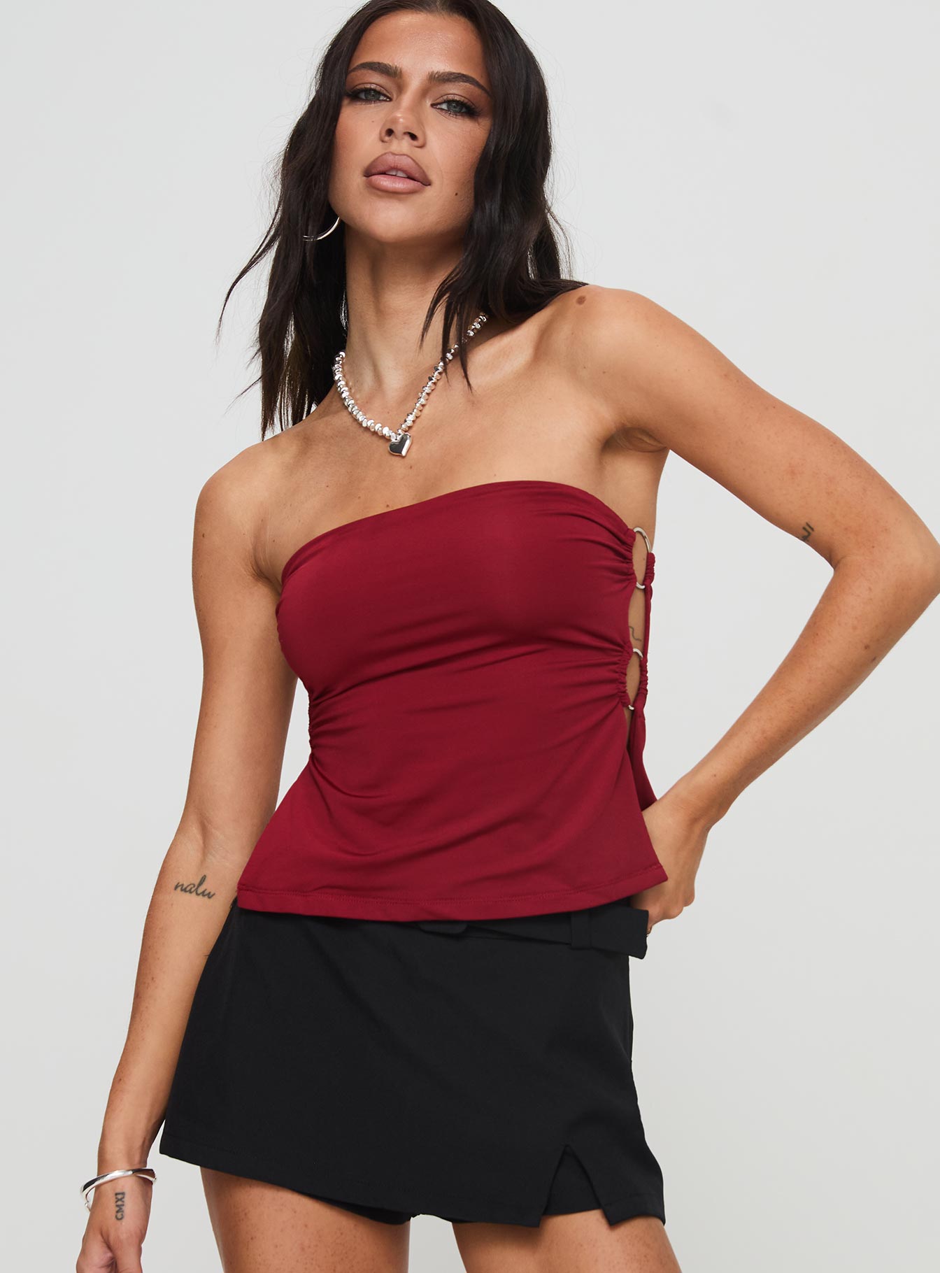 Round The World Strapless Top Burgundy Quality Free Shipping For Sale