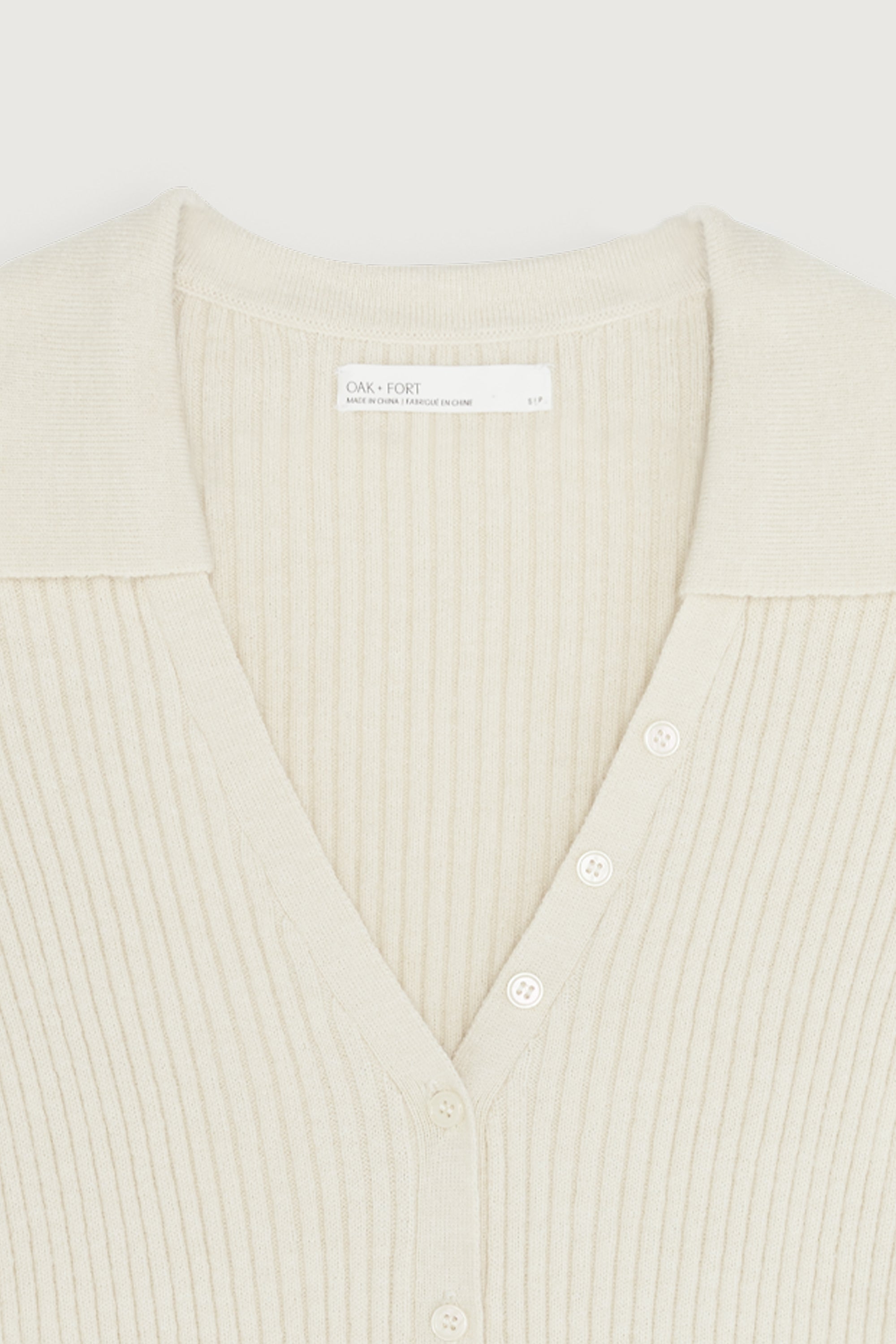 RIB-KNIT COLLARED BUTTON UP Online Sale