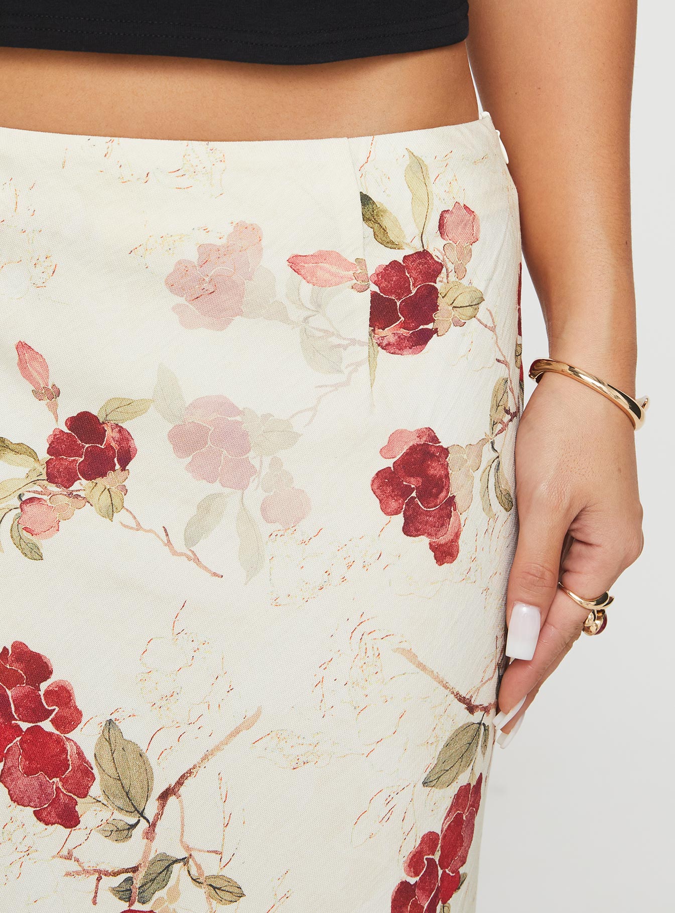 Jodie Maxi Skirt Cream / Floral Outlet For You