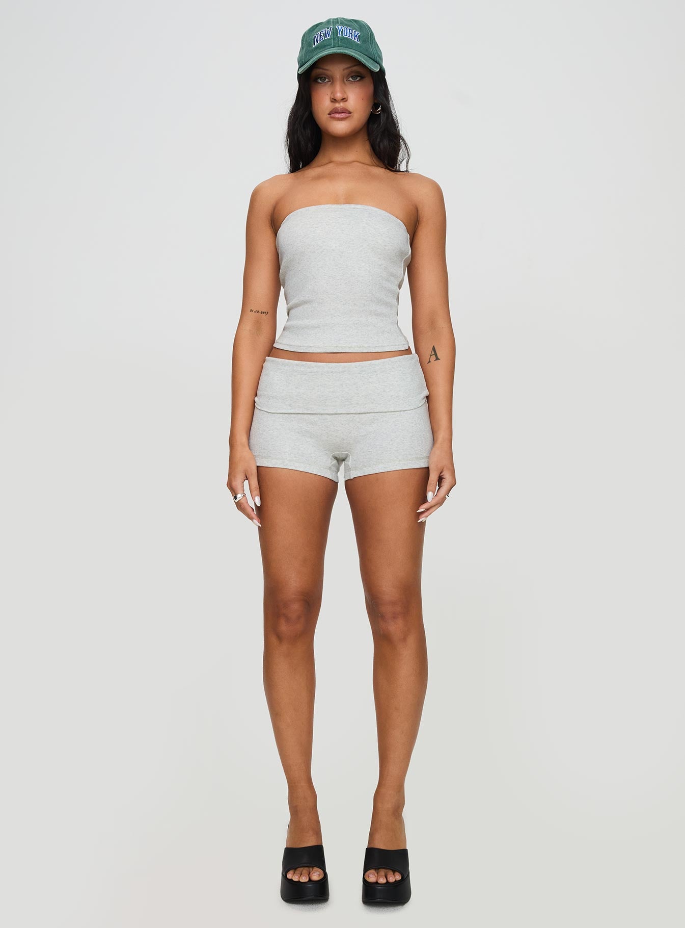 Baseline Low Rise Rib Shorts Grey Marle 100% Original Sale Online