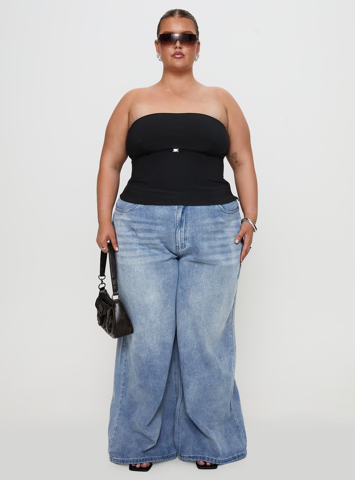 Flounce Strapless Top Black Curve Outlet Exclusive