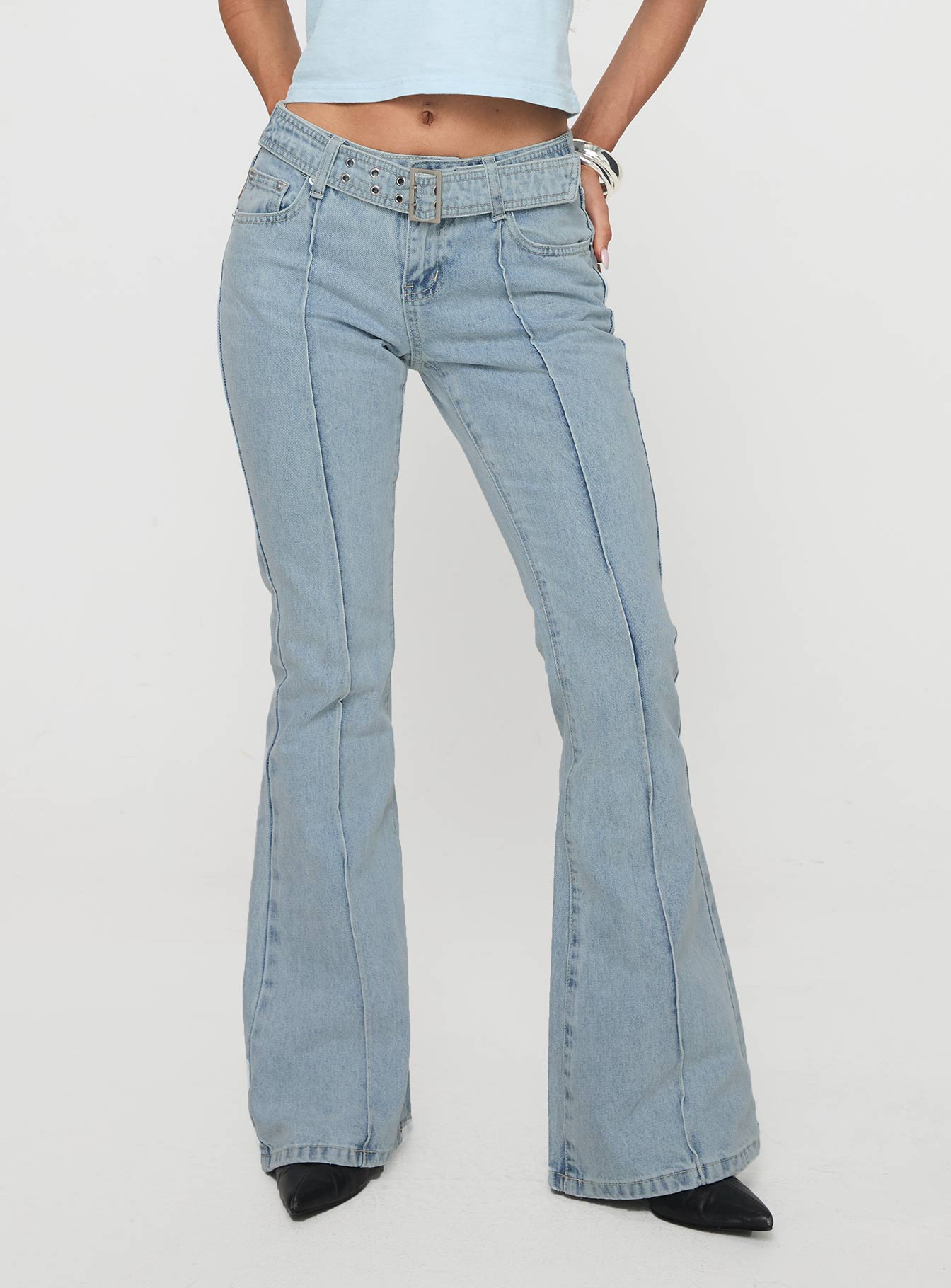 Echovalley Low Rise Jeans Light Wash Free Shipping 2025