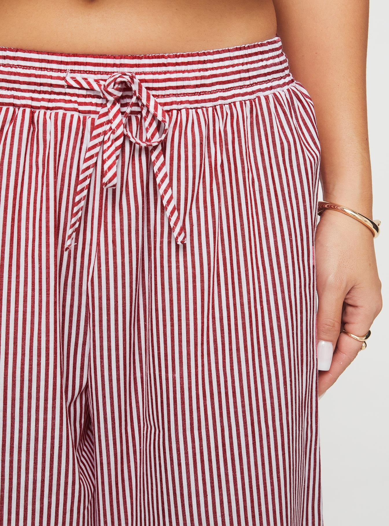 Holiday Tie Front Pants Red/White Stripe Outlet For Sale