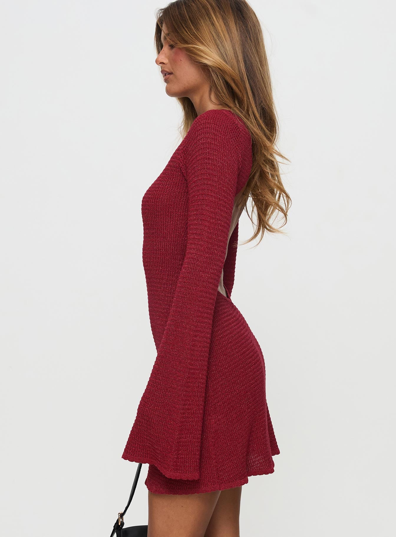 Rhapsody Long Sleeve Knit Mini Dress Red Discount Popular