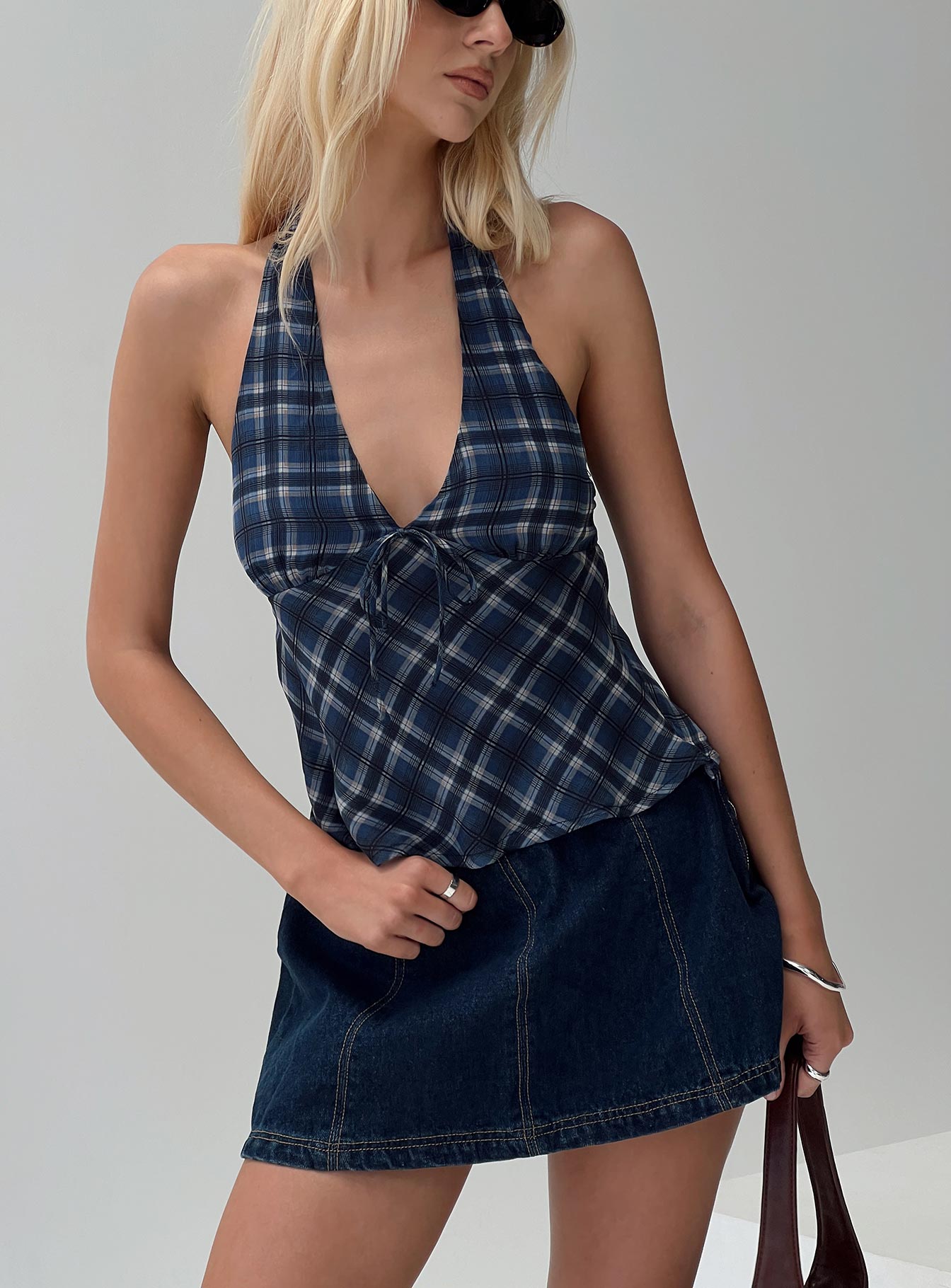 Amalthea Top Blue Check Fast Delivery Online