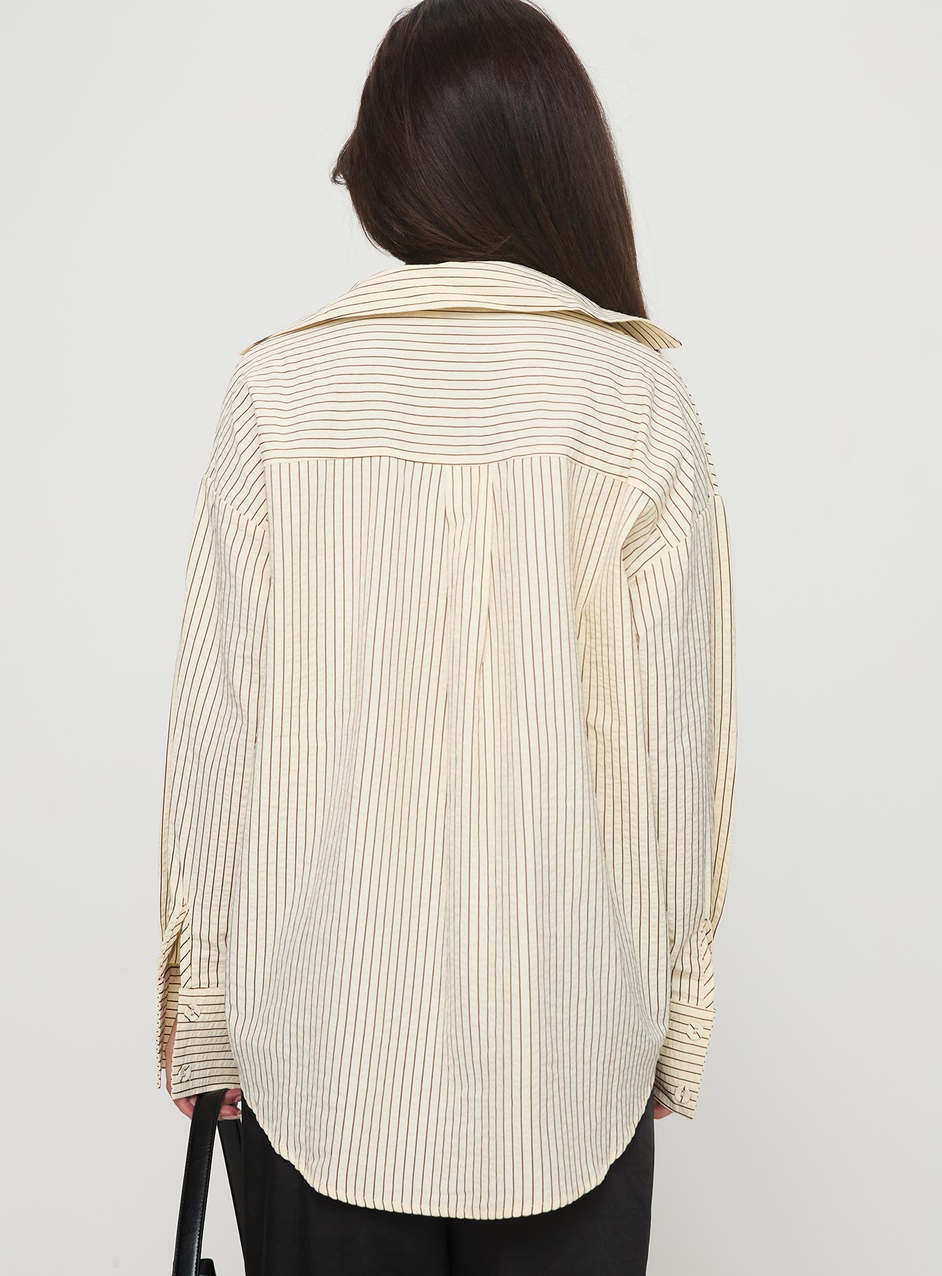 Mallin Shirt Cream/Brown Stripe Discount Big Discount