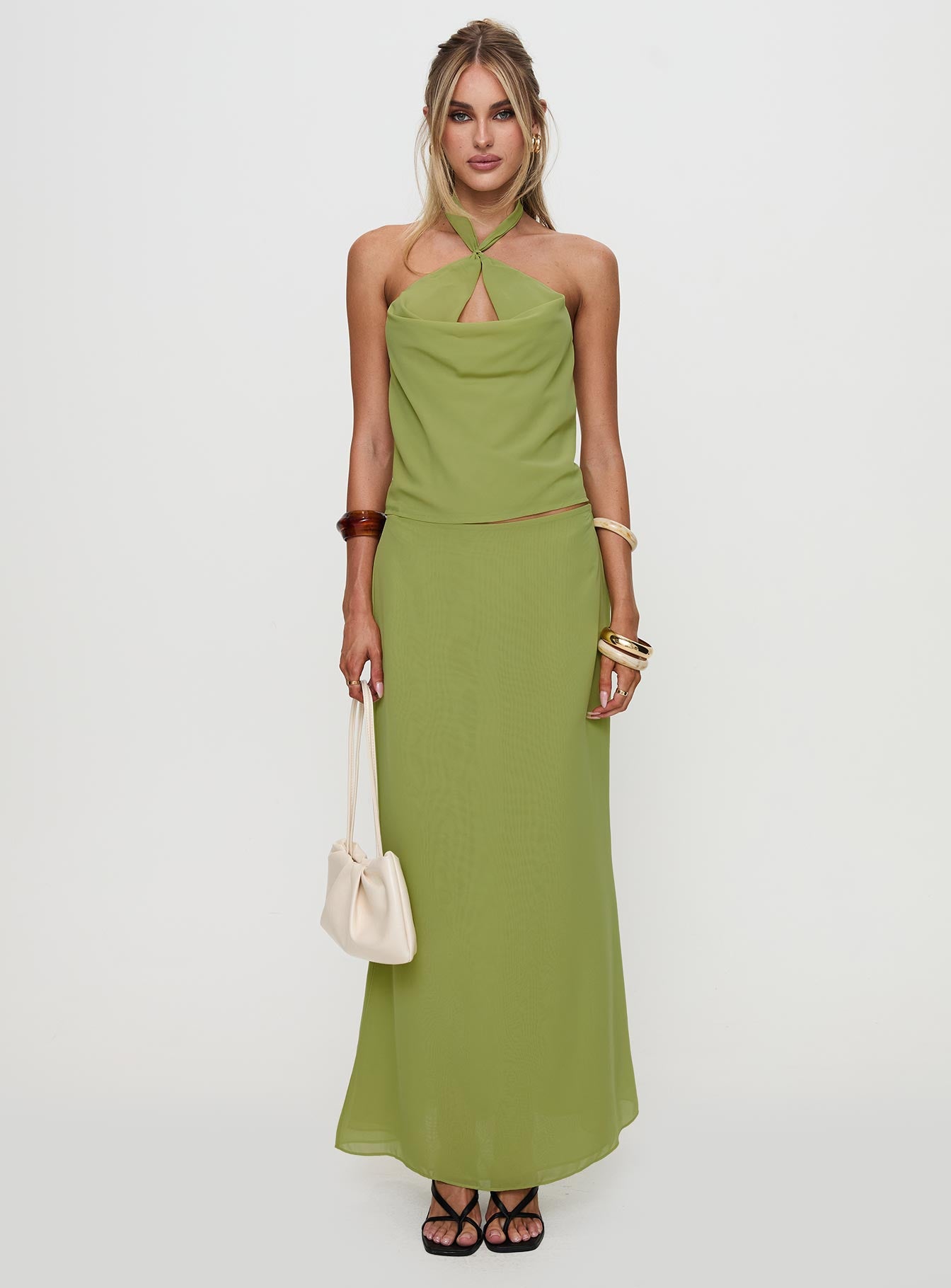 Eleganza Maxi Skirt Green Outlet Collections