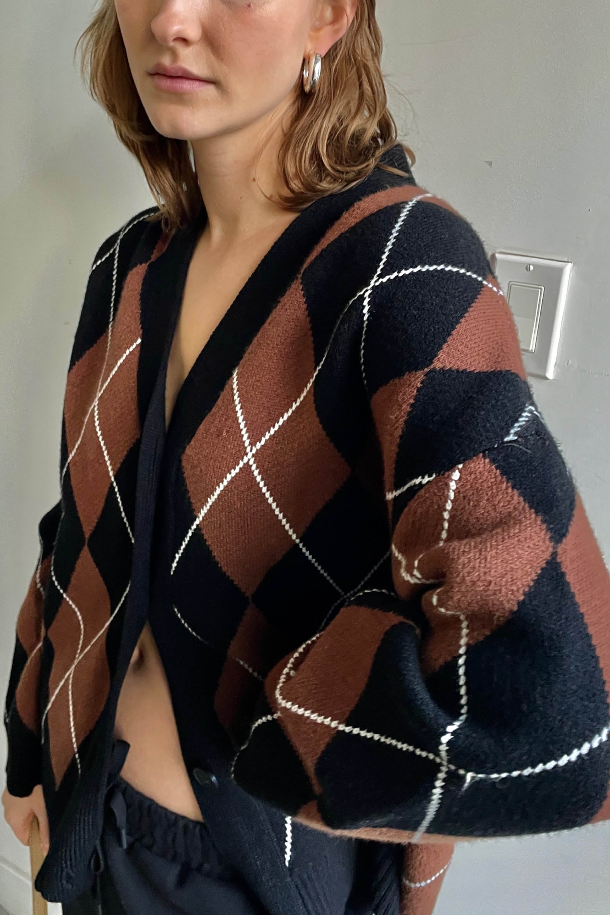 OVERSIZED ARGYLE CARDIGAN Genuine Cheap Online