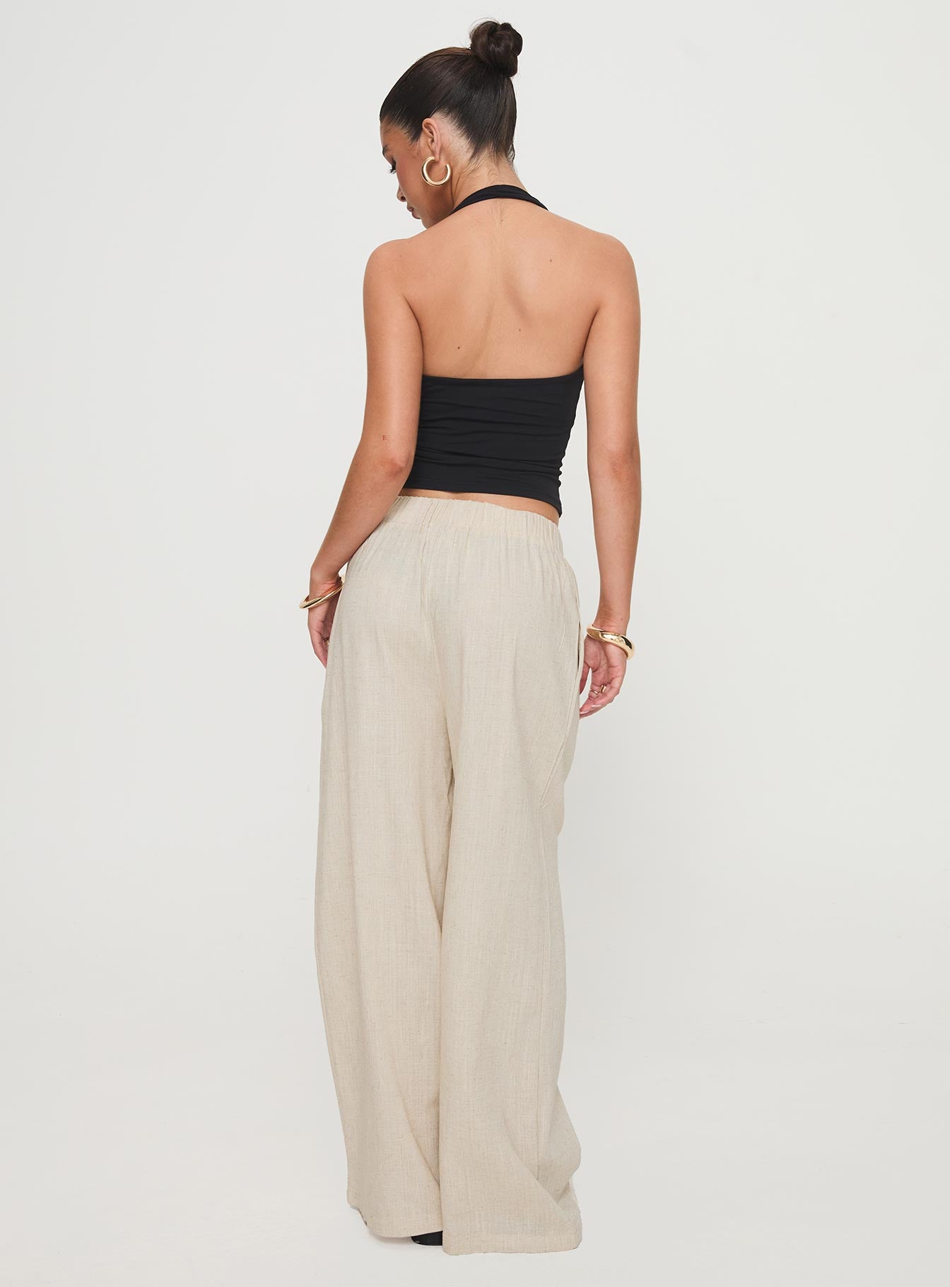 Pellegrini Linen Wide Leg Pants Natural Reliable Online