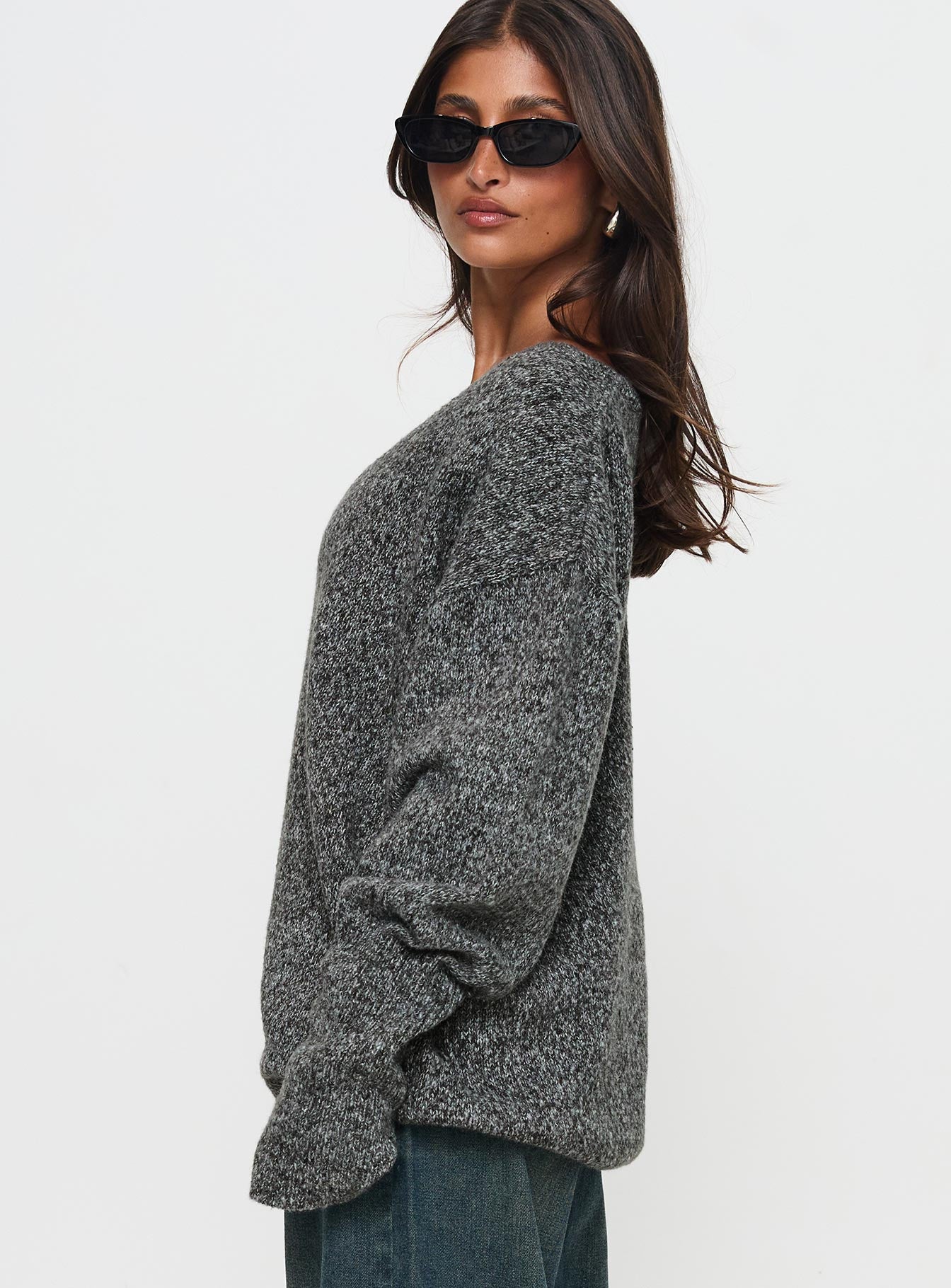 Beyond My Gaze V Neck Knit Sweater Grey Buy Cheap Big Sale