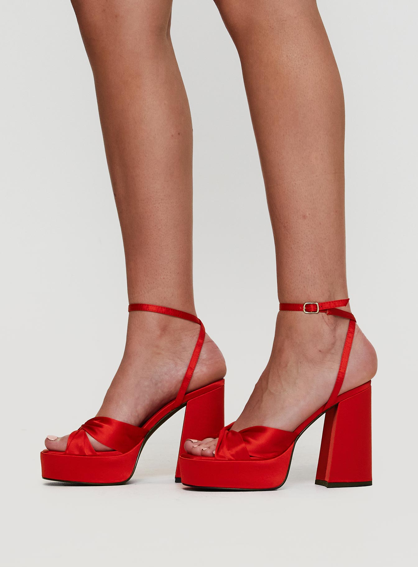 Everlasting Satin Platform Heels Red Outlet Buy