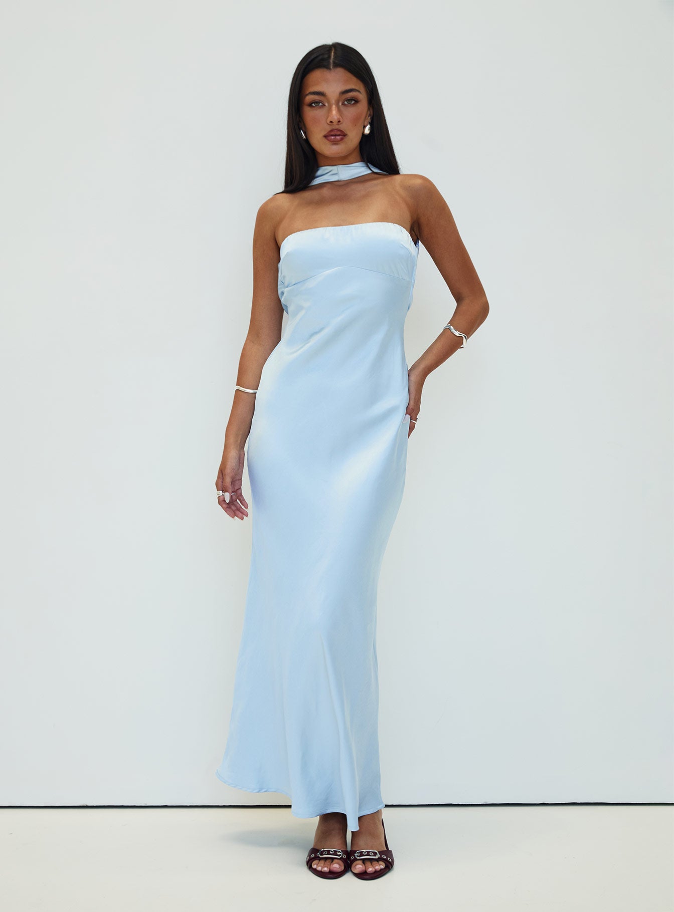 Legacies Strapless Maxi Dress Icy Blue Free Shipping Pices