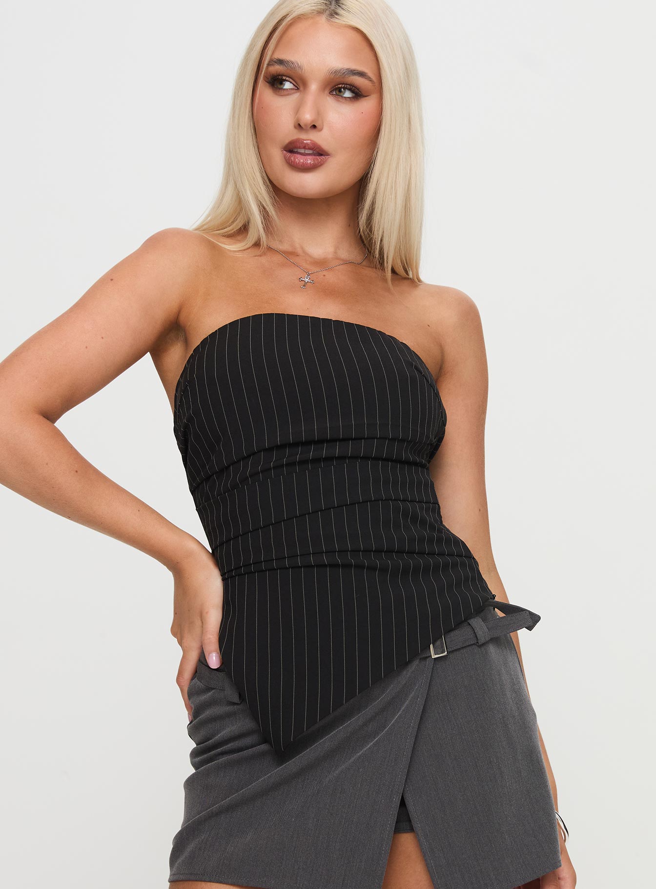 Per Usual Strapless Top Black Discount View