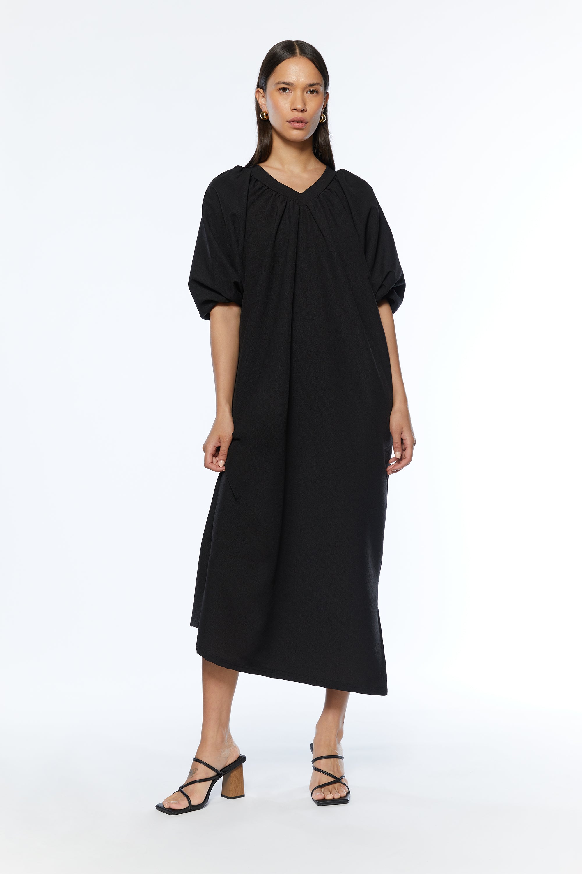 PUFF SLEEVE MAXI DRESS Discount Big Sale