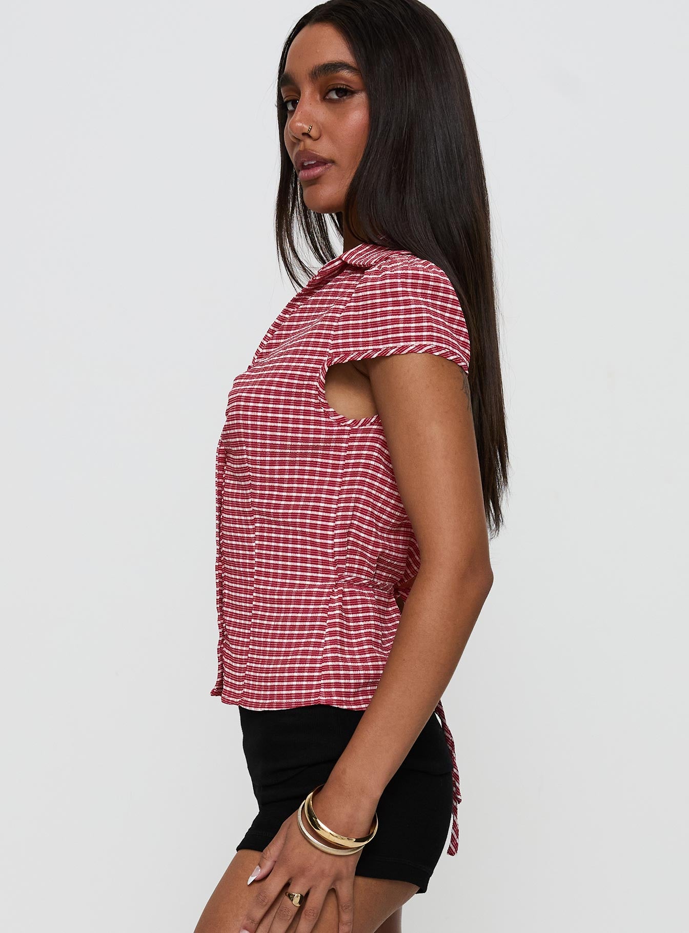 Arianwyn Top Red Check Discount Professional