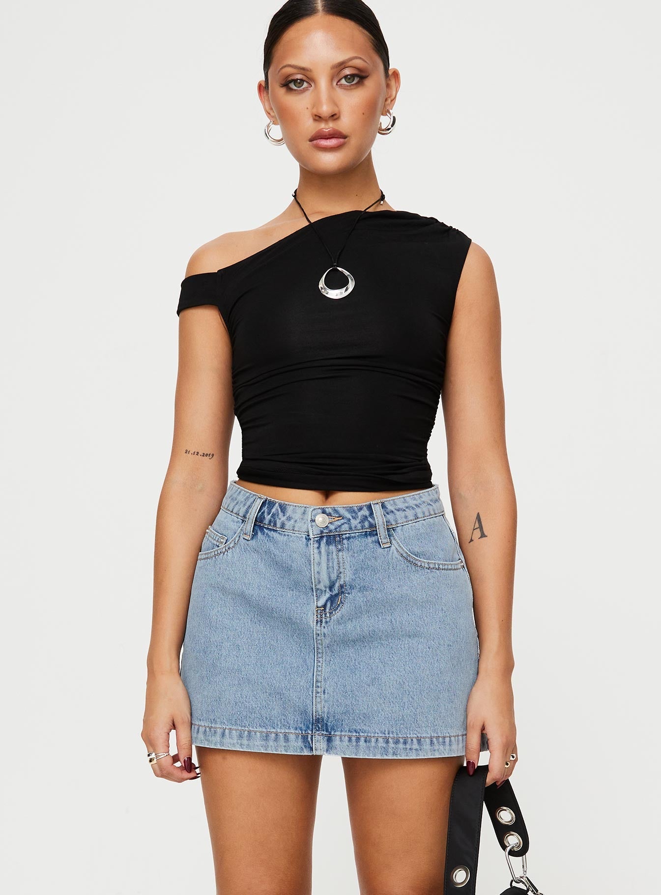 Nickei Denim Mini Skirt Light Wash Lower Impact From China Sale Online