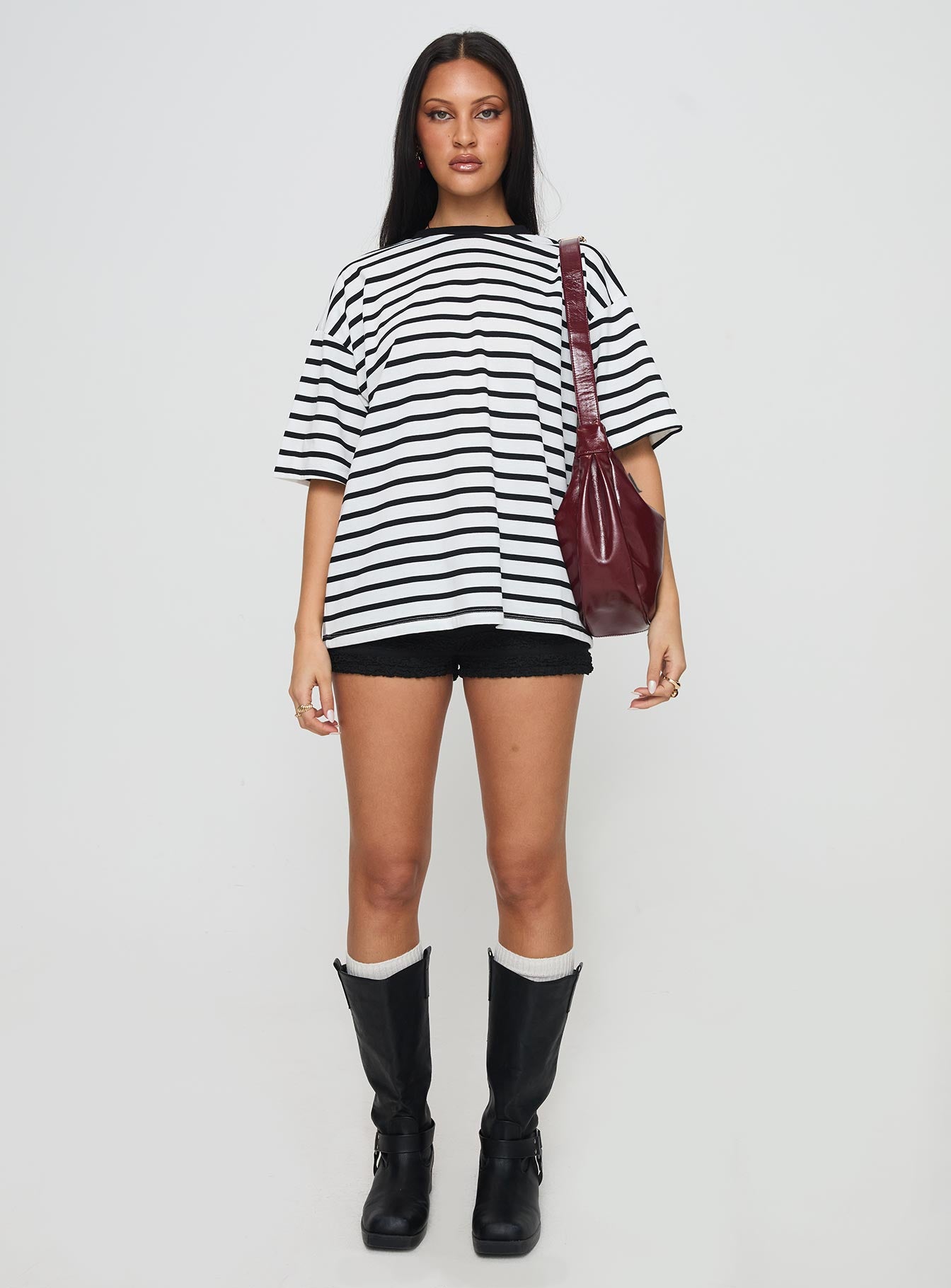 Nersa Oversized Tee Black/white Stripe Factory Outlet