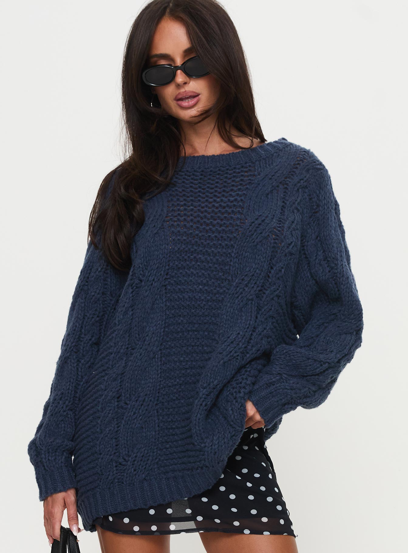 Gabrieal Knit Sweater Navy Sale Sast