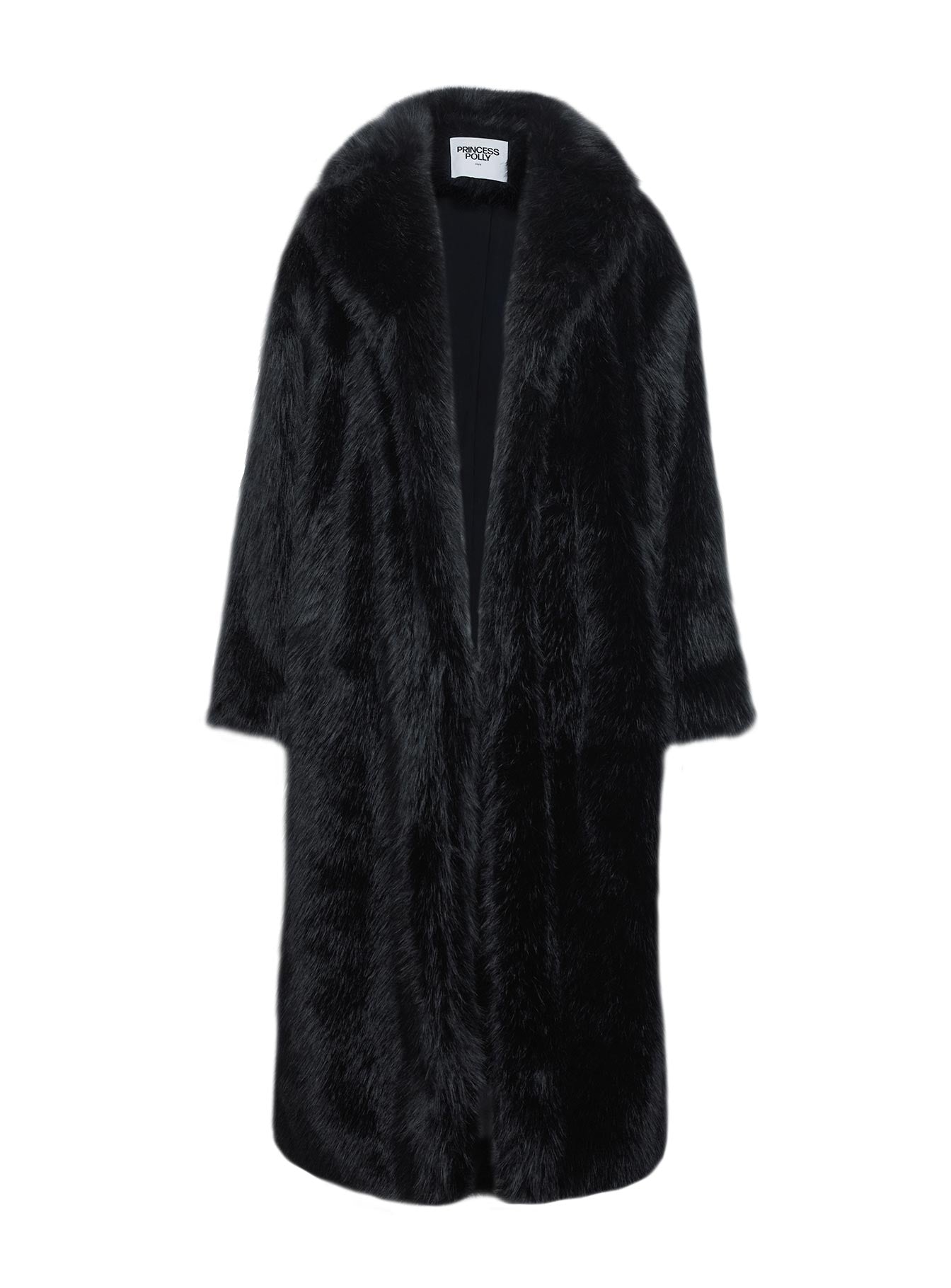 End Of Beginning Faux Fur Longline Jacket Black Sale 100% Guaranteed